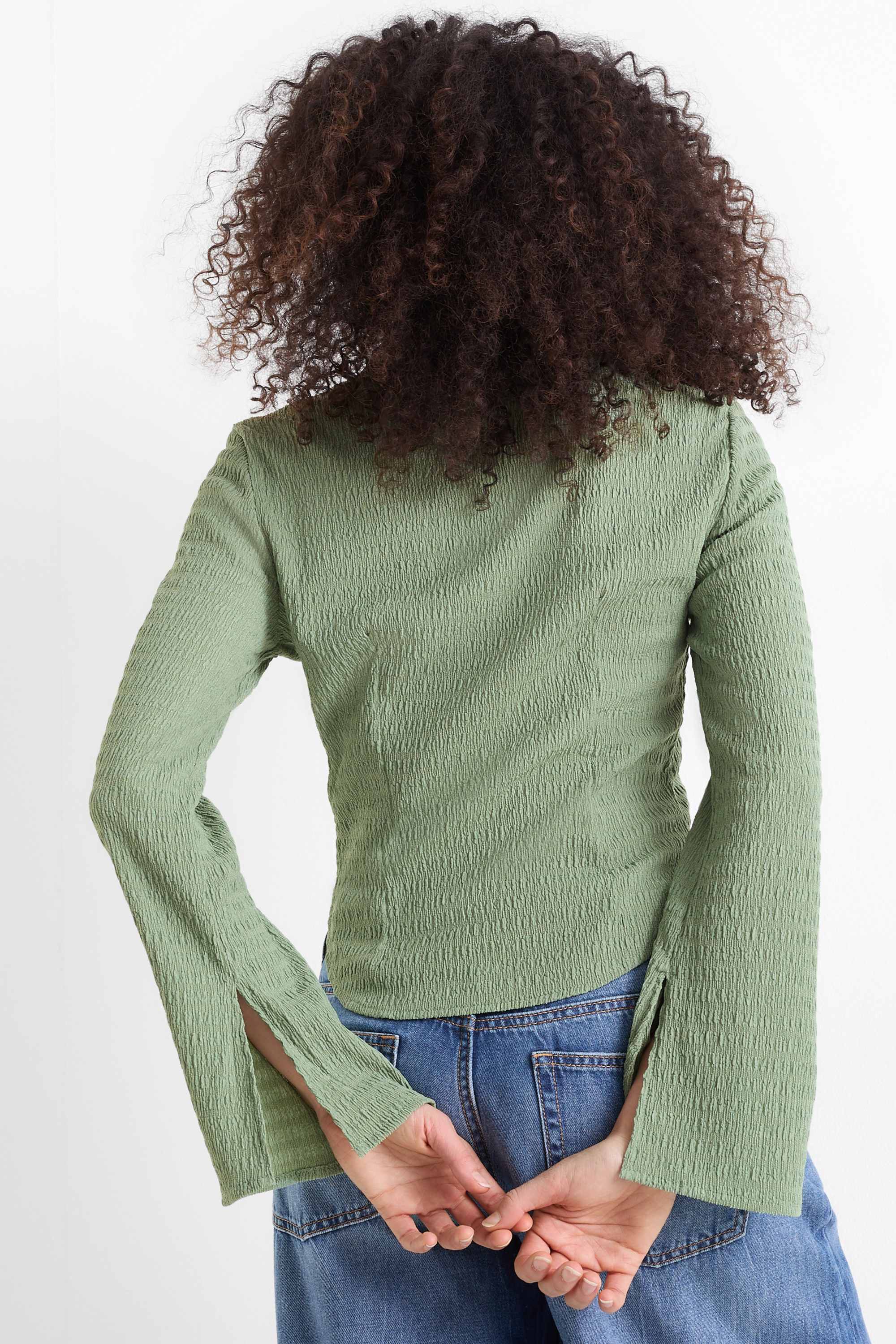 Shirt blouse - smocked light green