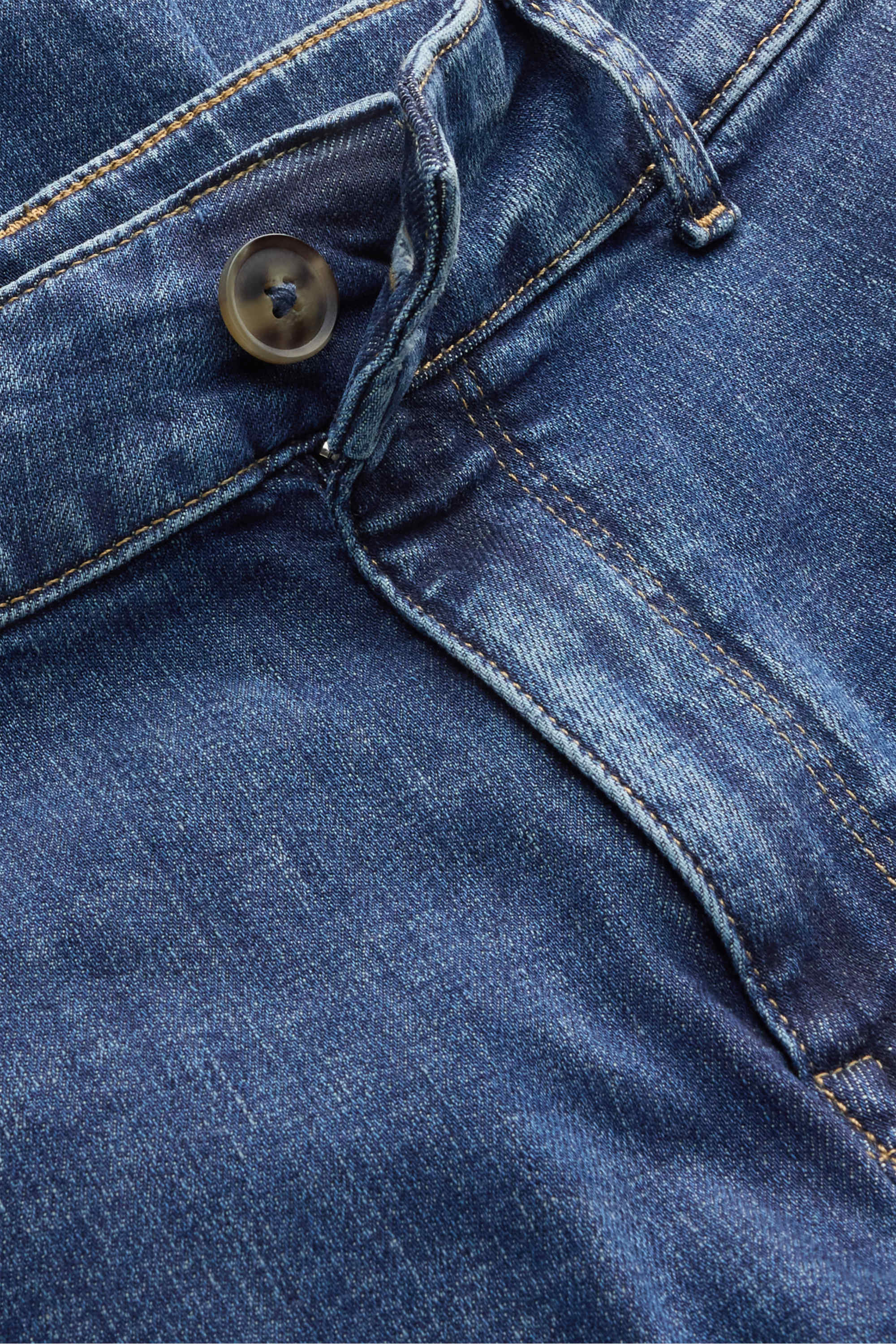 Cropped wide leg jeans - high waist blue denim (3)