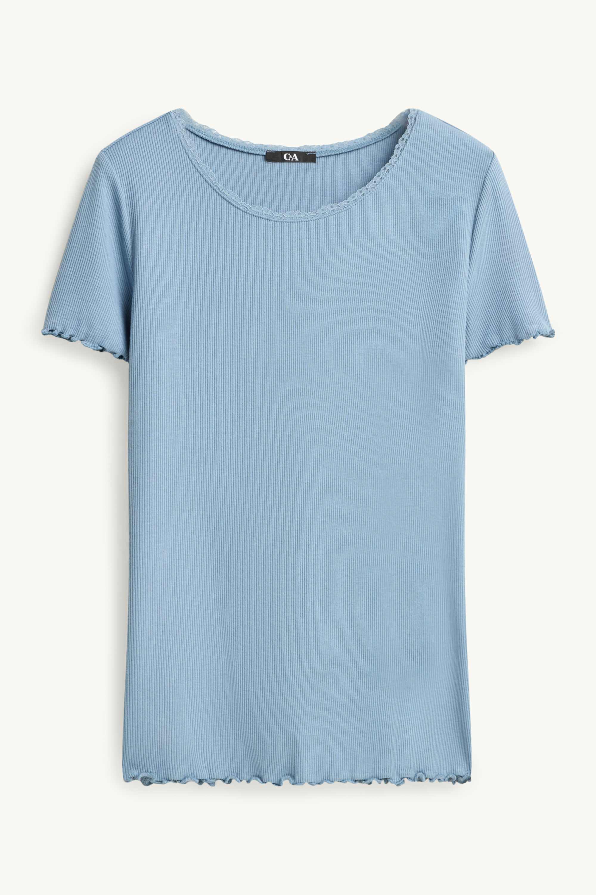 T-shirt - relaxed fit - ribbed light blue