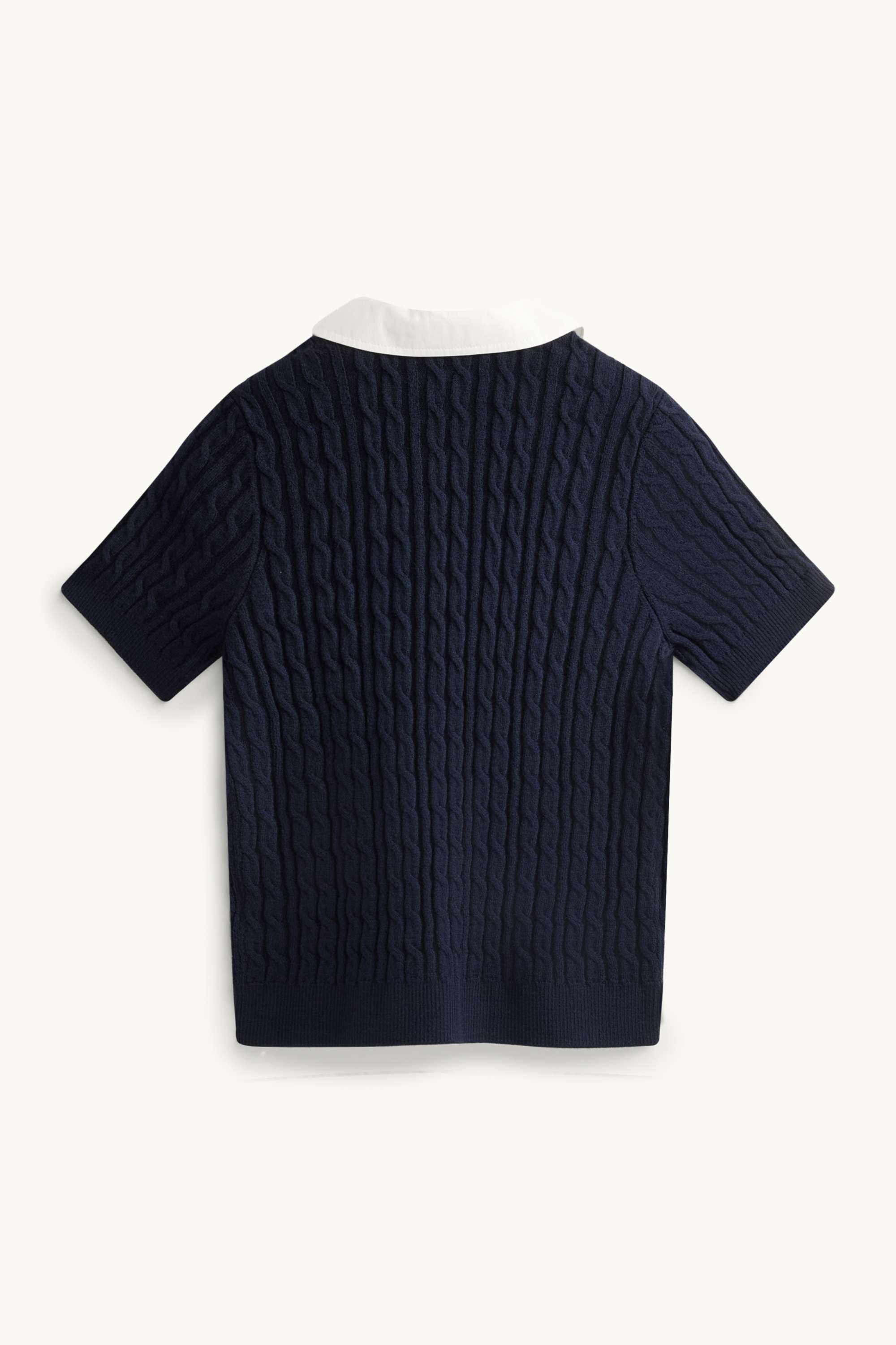 Cardigan - cable knit pattern dark blue / white