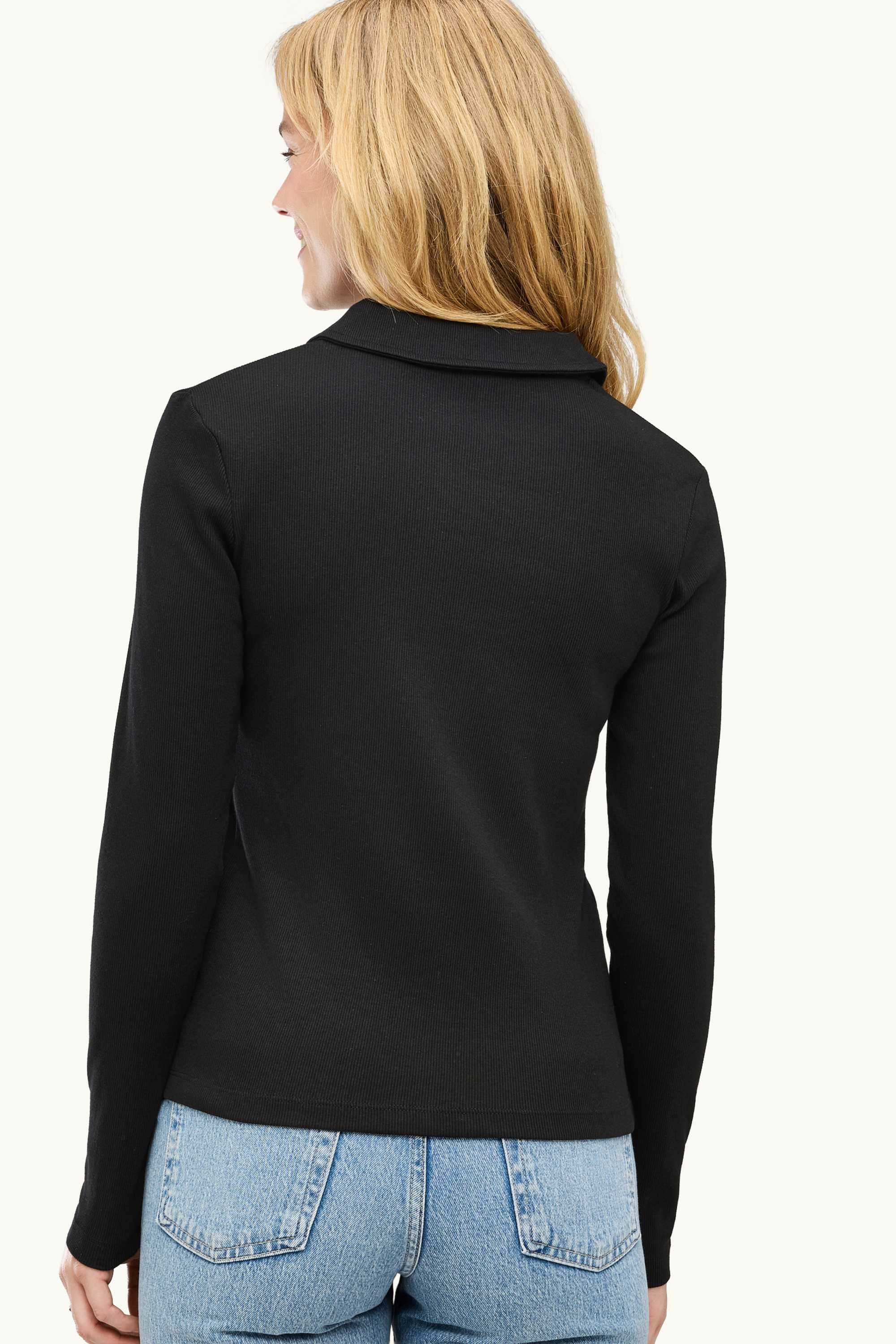 Long sleeve top - regular fit - ribbed black