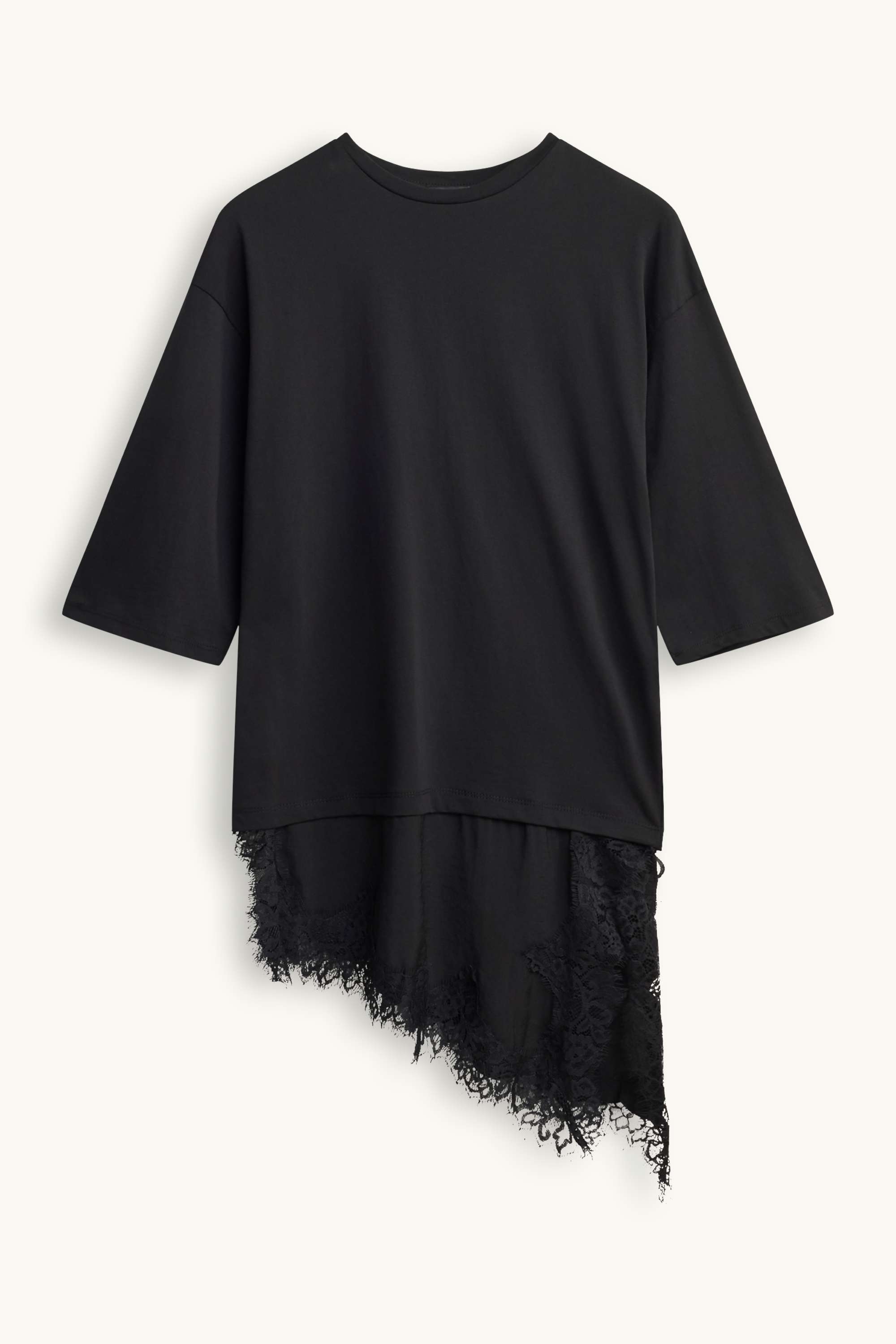 T-shirt - regular fit - 2-in-1 look black