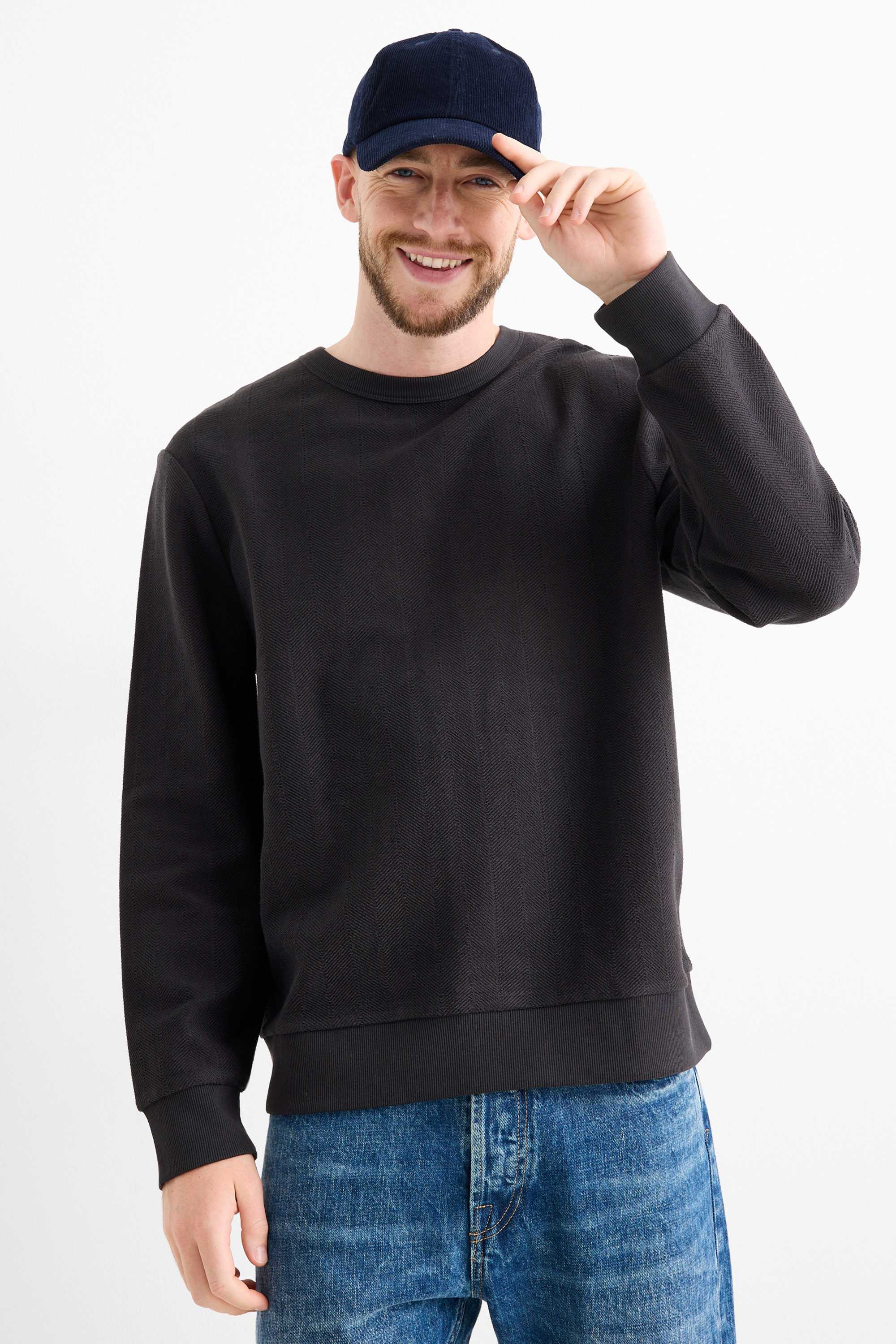 Sweatshirt - textured black