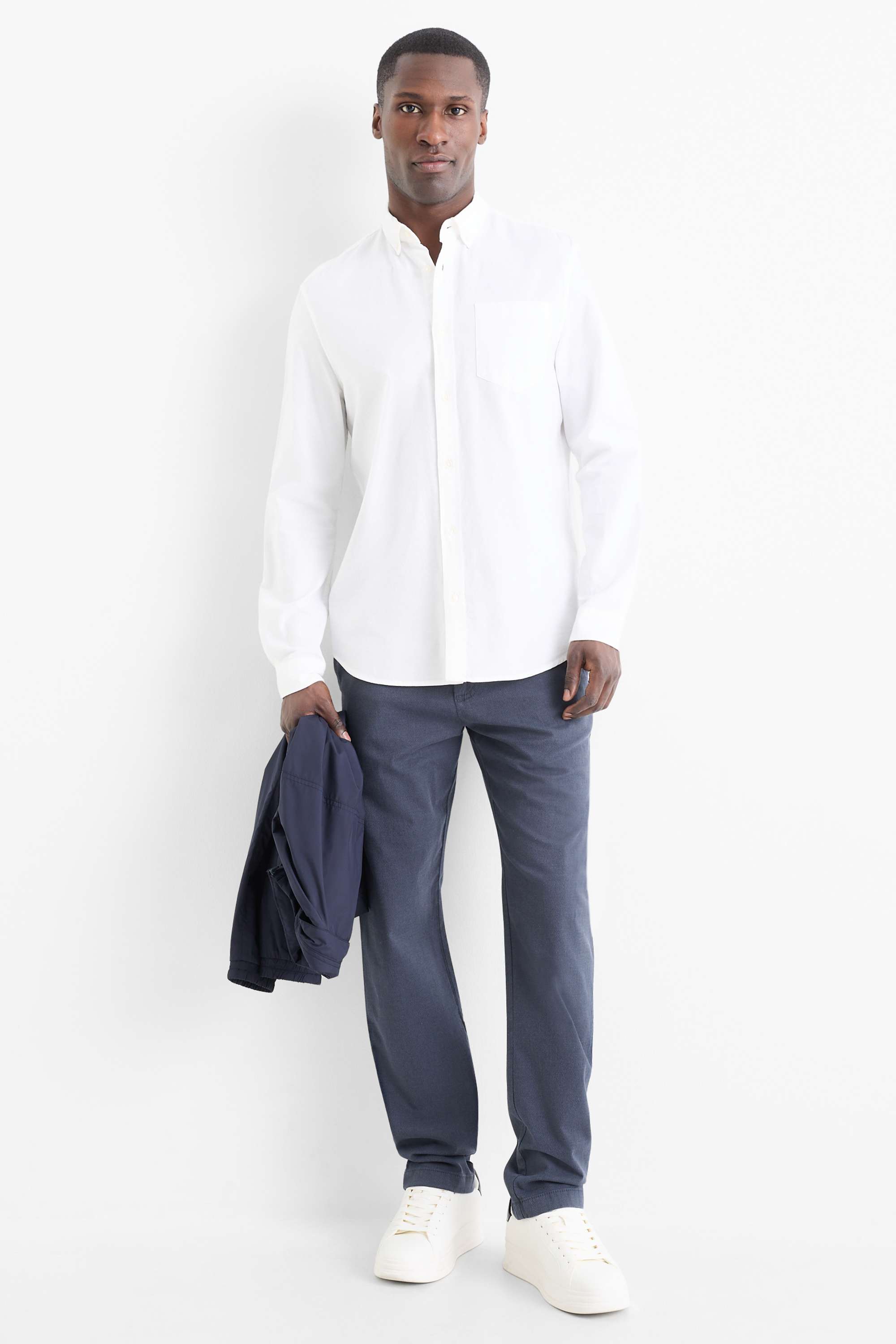 Chinos - slim fit - textured dark blue