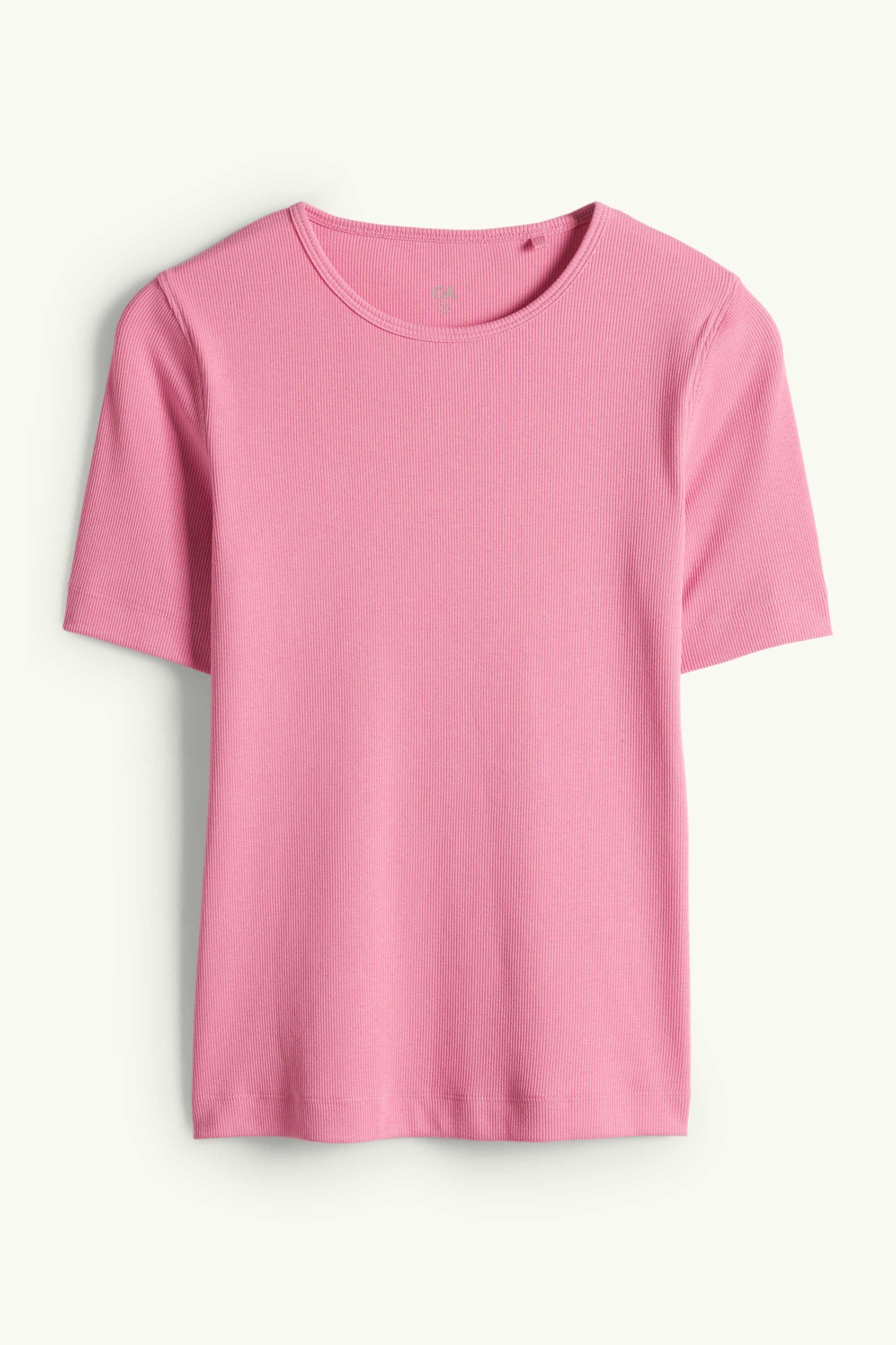 T-shirt - slim fit - ribbed pink