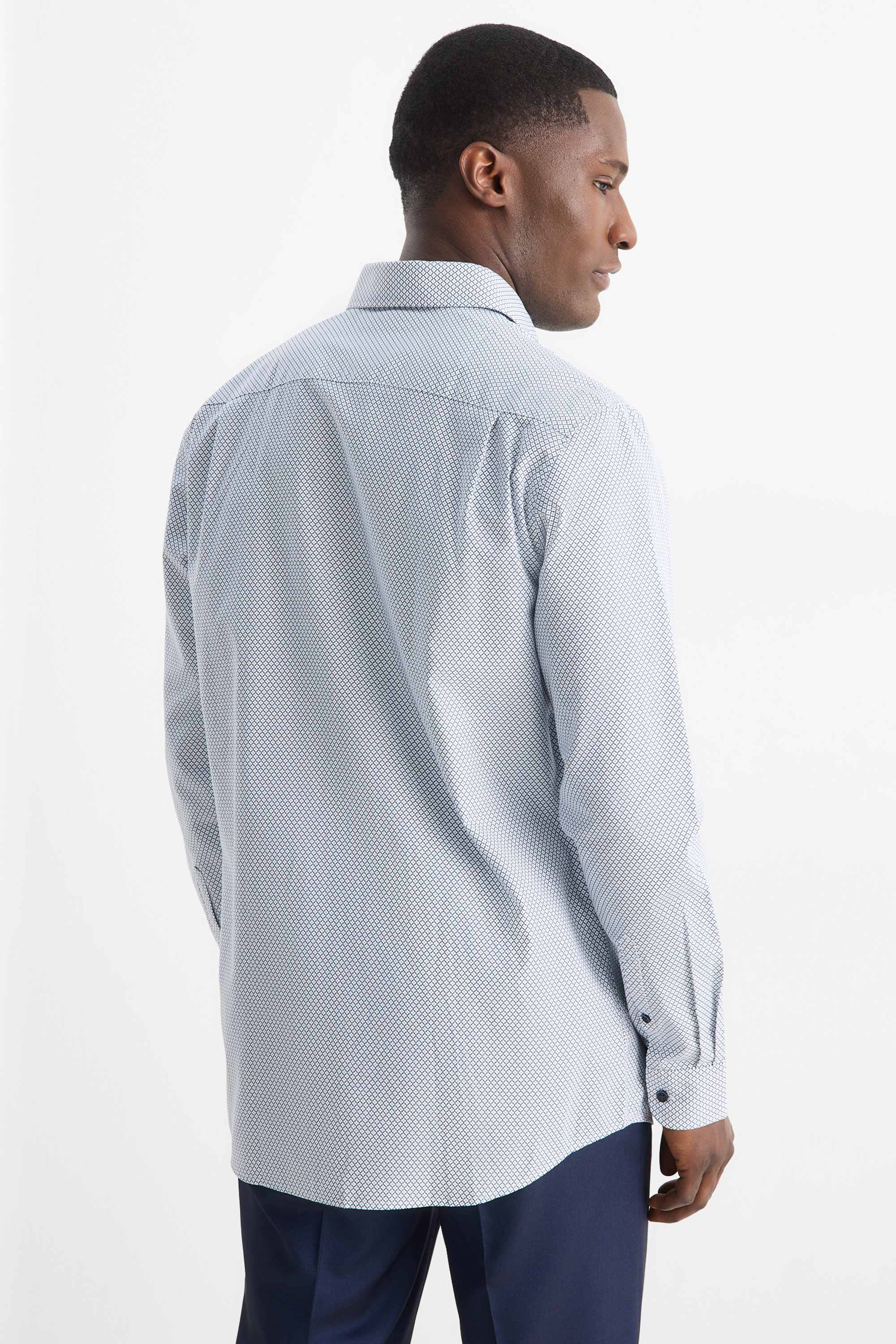 Business shirt - regular fit - kent collar - easy-iron - patterned light gray