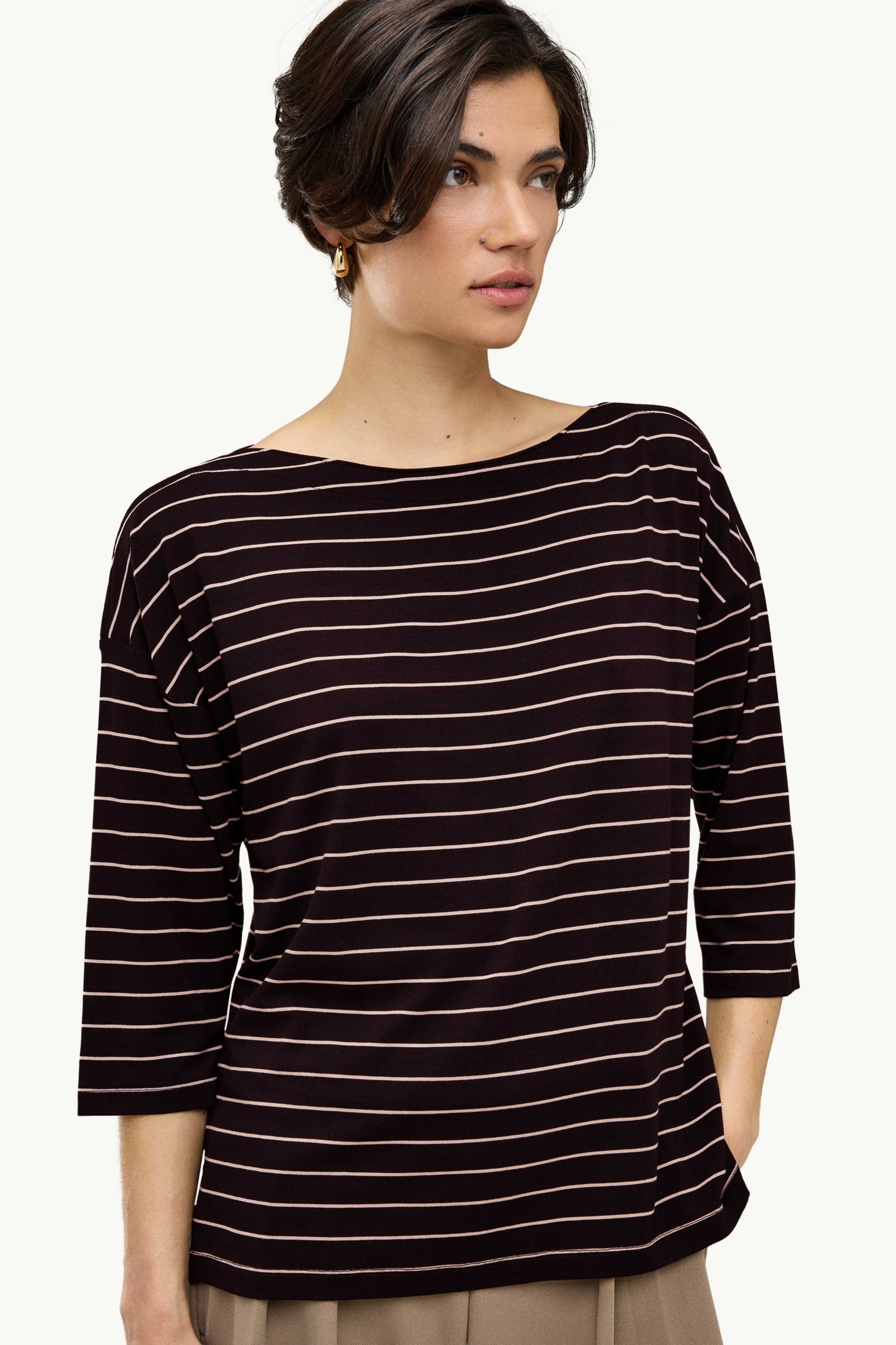 Long sleeve top - regular fit - striped black