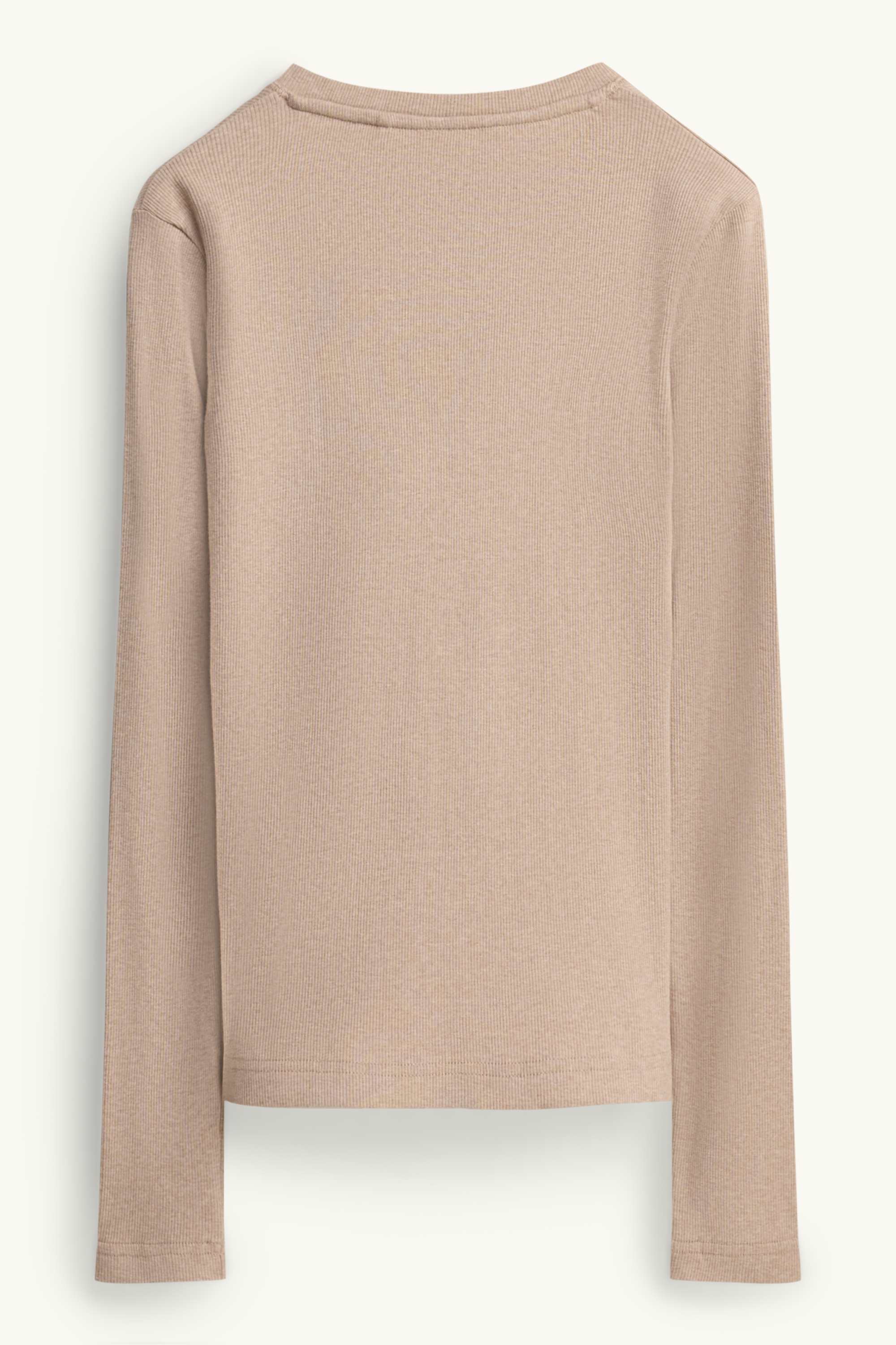 Henley T-shirt - slim fit - ribbed beige
