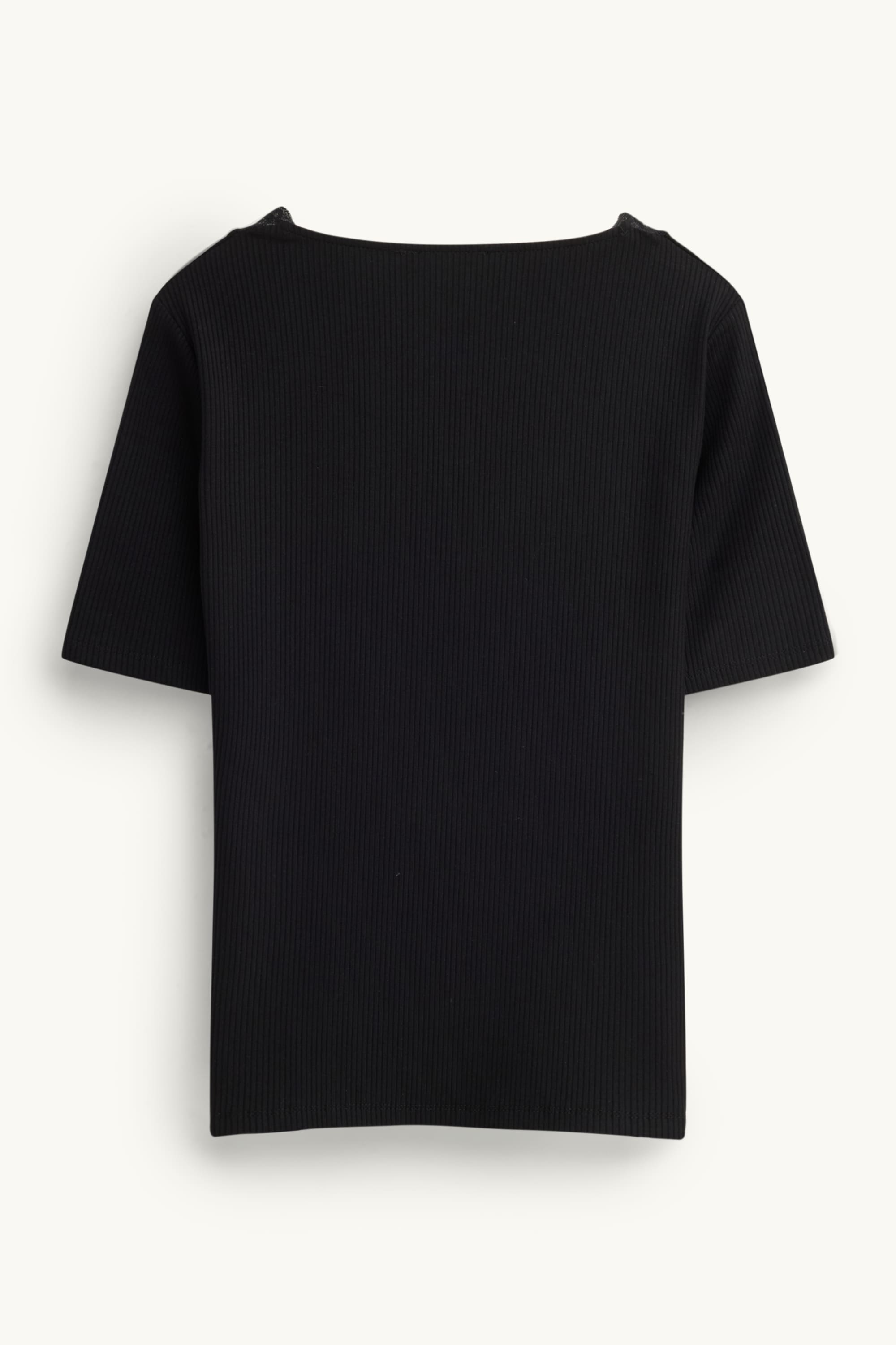 V-neck T-shirt - regular fit - ribbed black