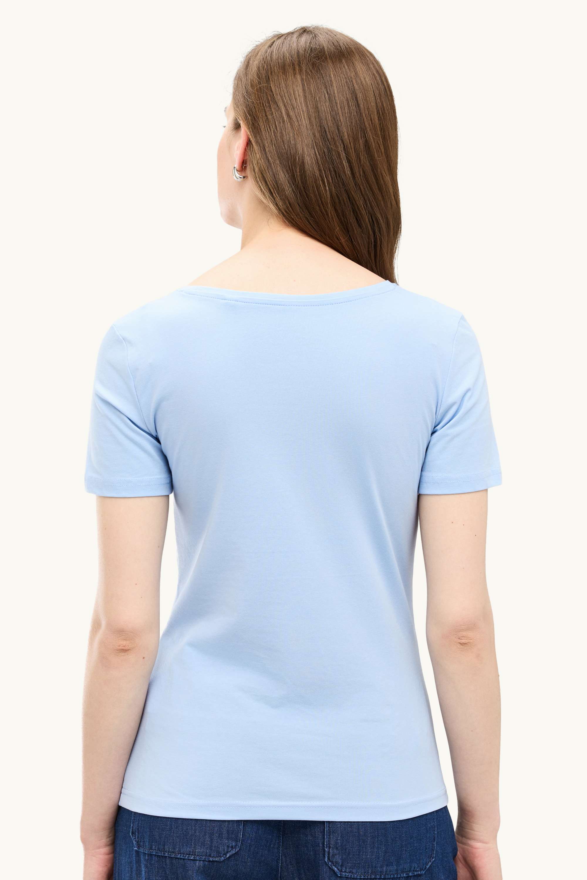 V-neck T-shirt - slim fit light blue