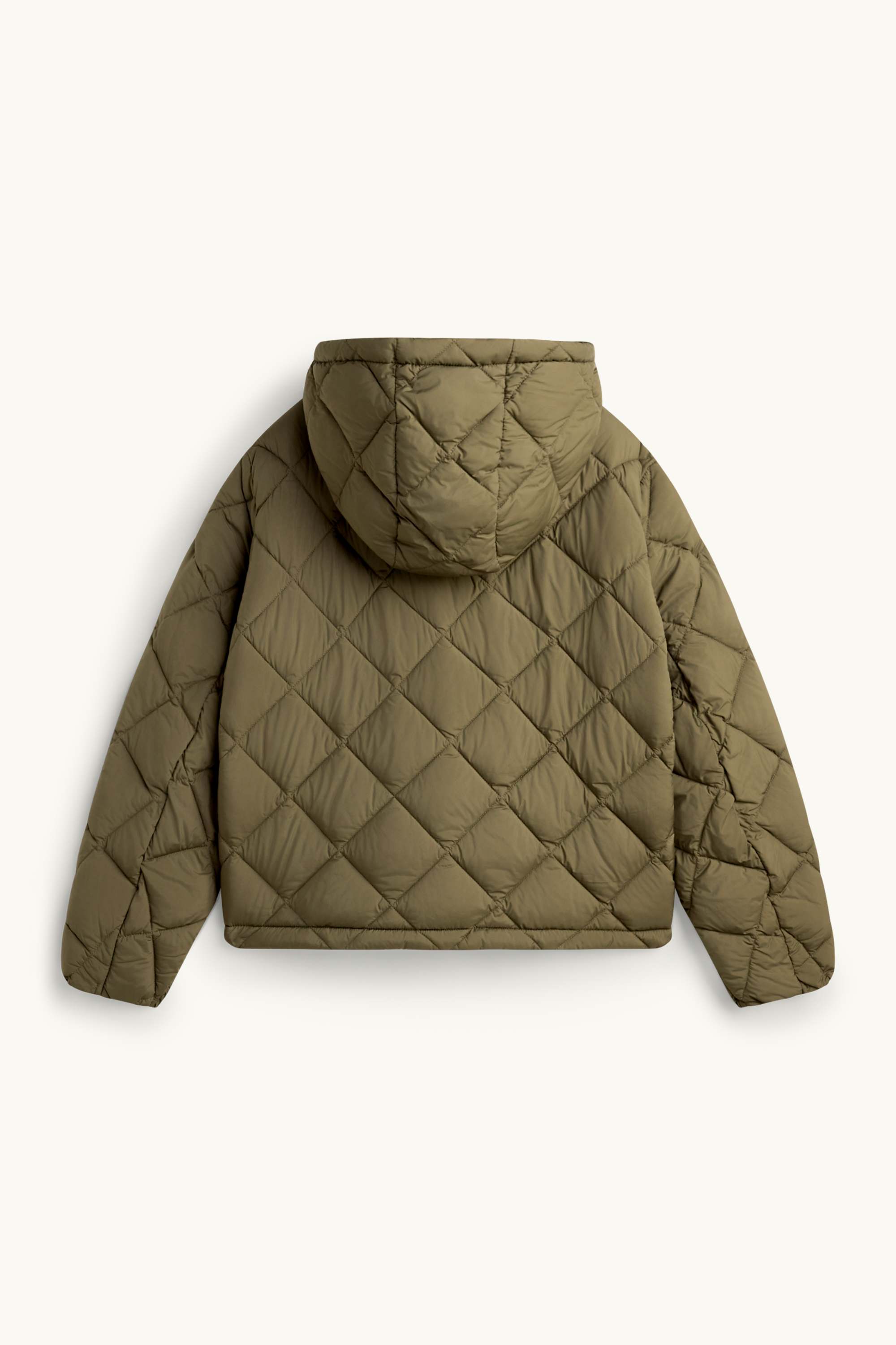 Quilted jacket with hood - water-repellent khaki