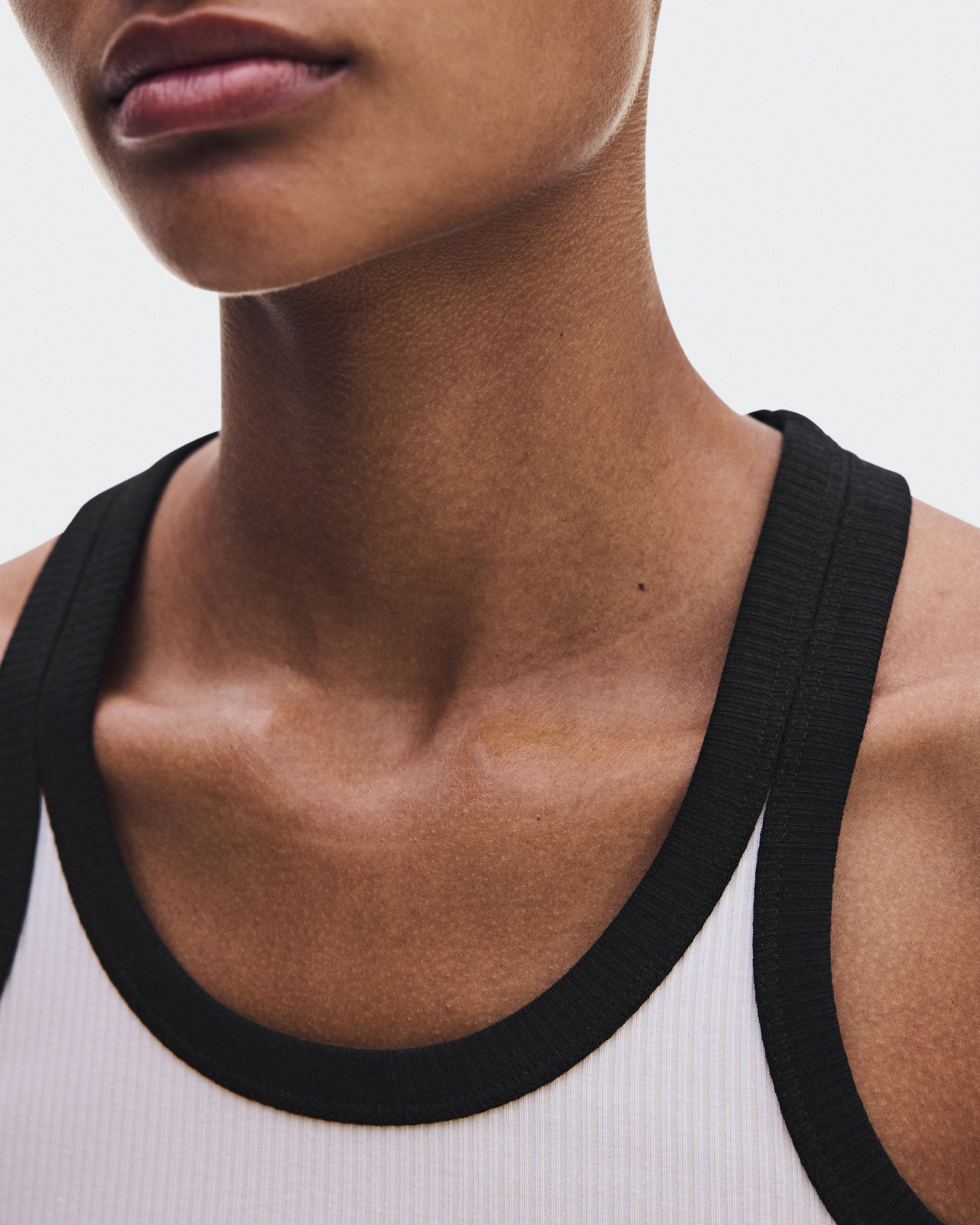 All-Day Ribbed Tank - Ivory | Black