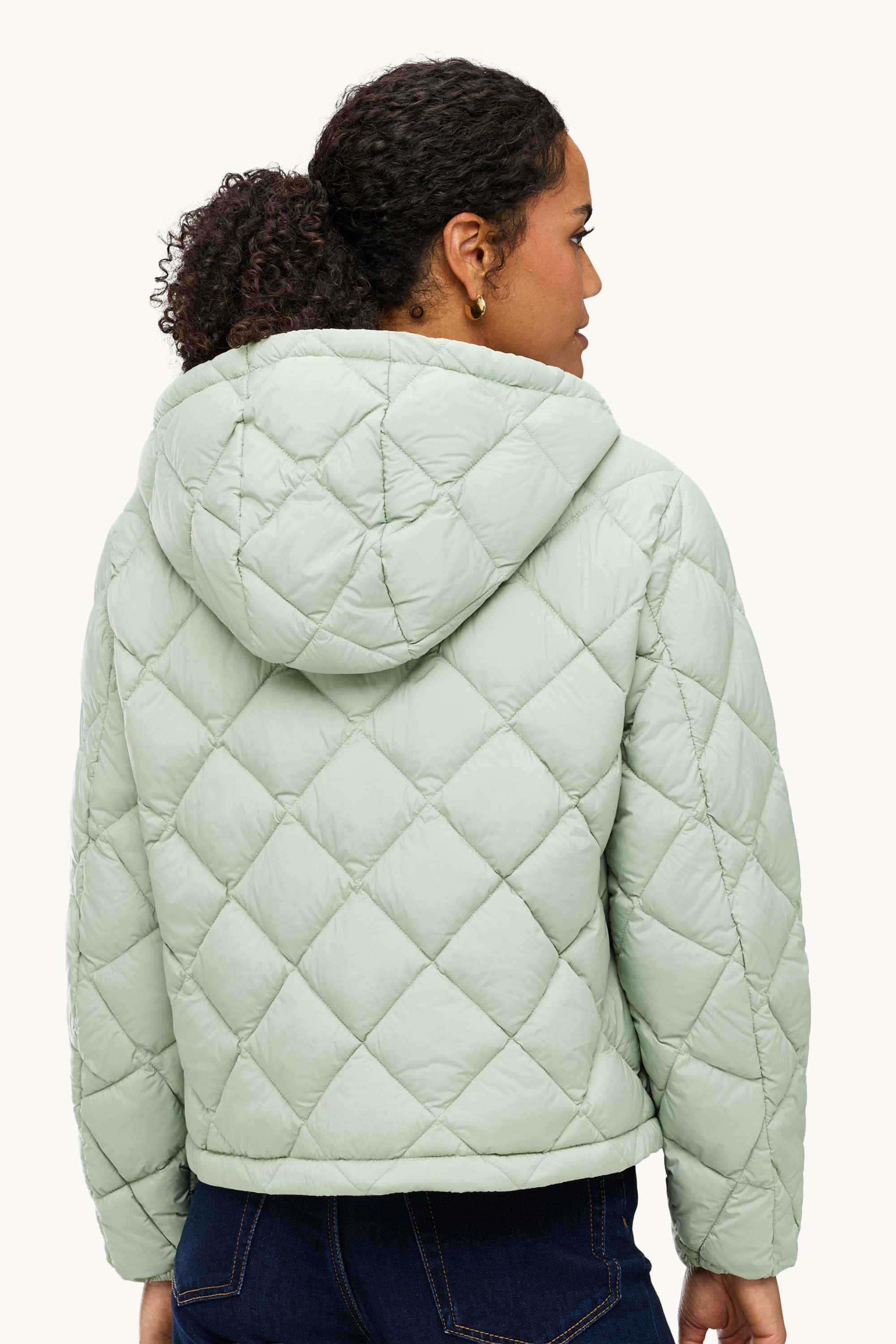 Quilted jacket with hood - water-repellent mint green