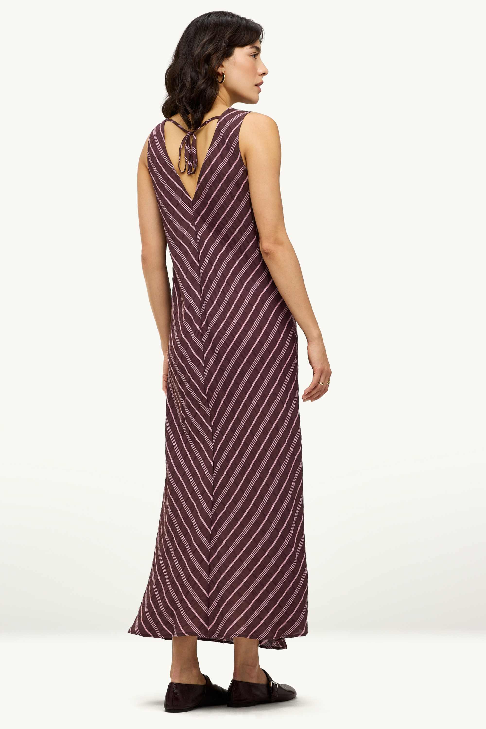 V-neck dress - straight fit - viscose blend bordeaux