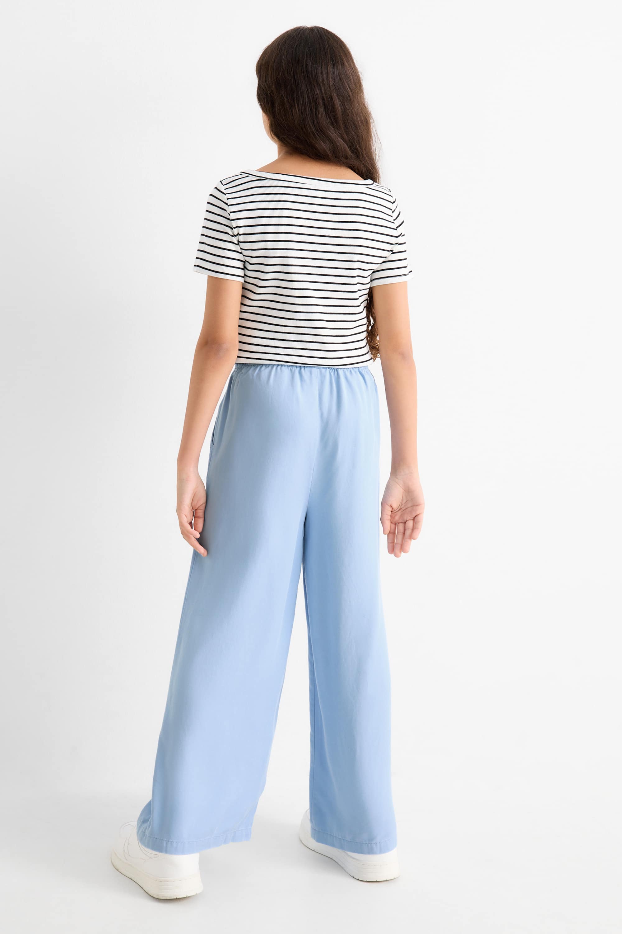 Cloth trousers - palazzo light blue