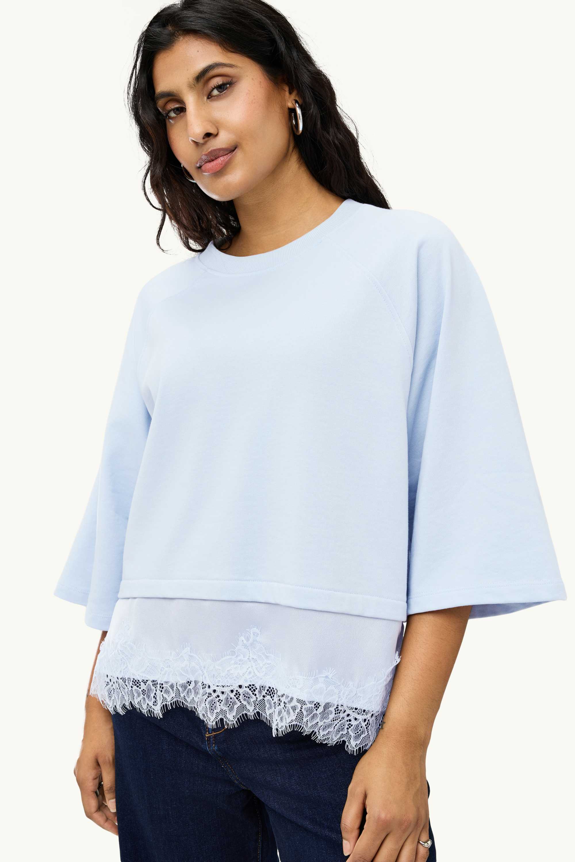 Sweatshirt - 2-in-1 look light blue