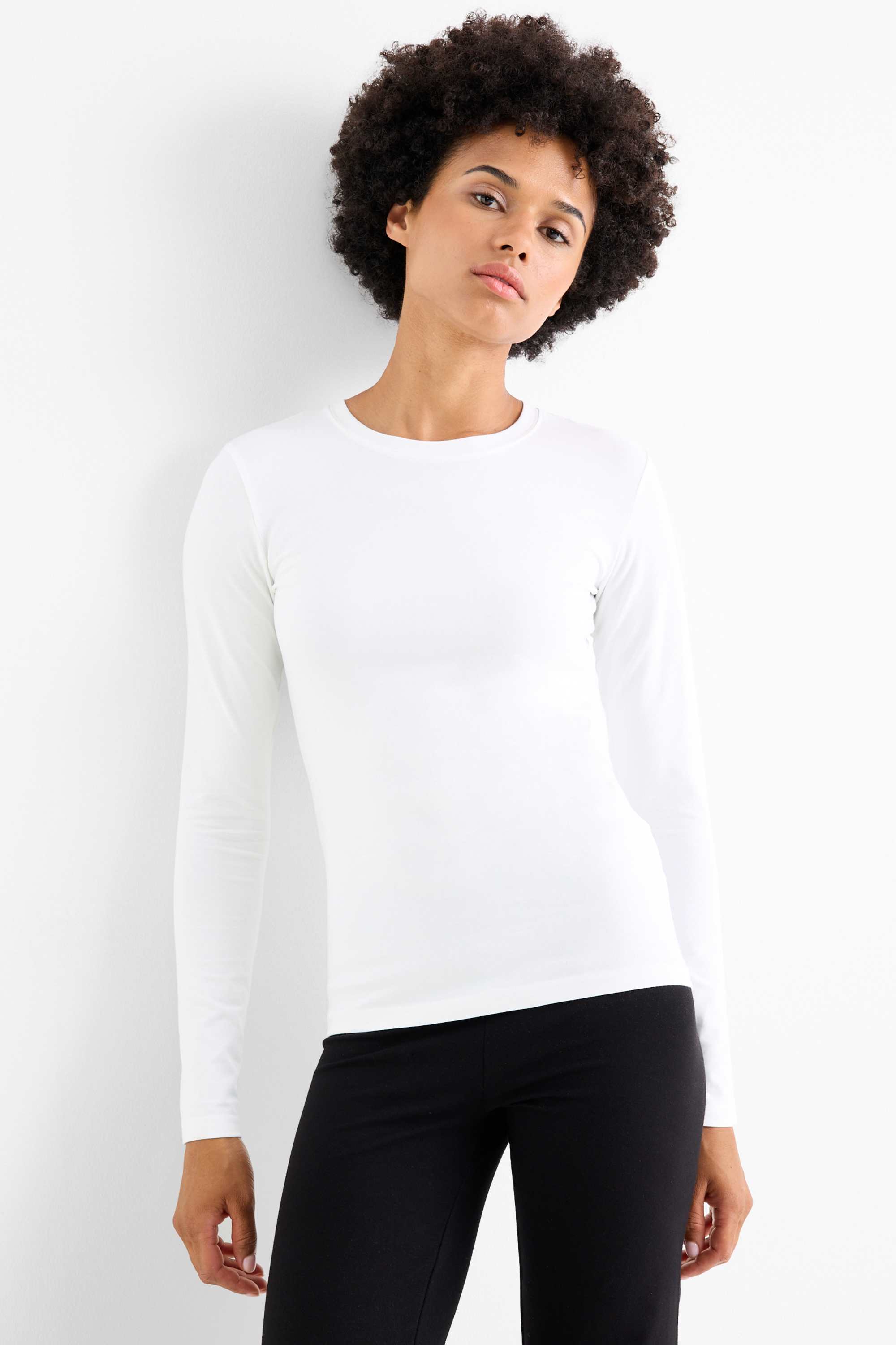 Long sleeve top - slim fit white