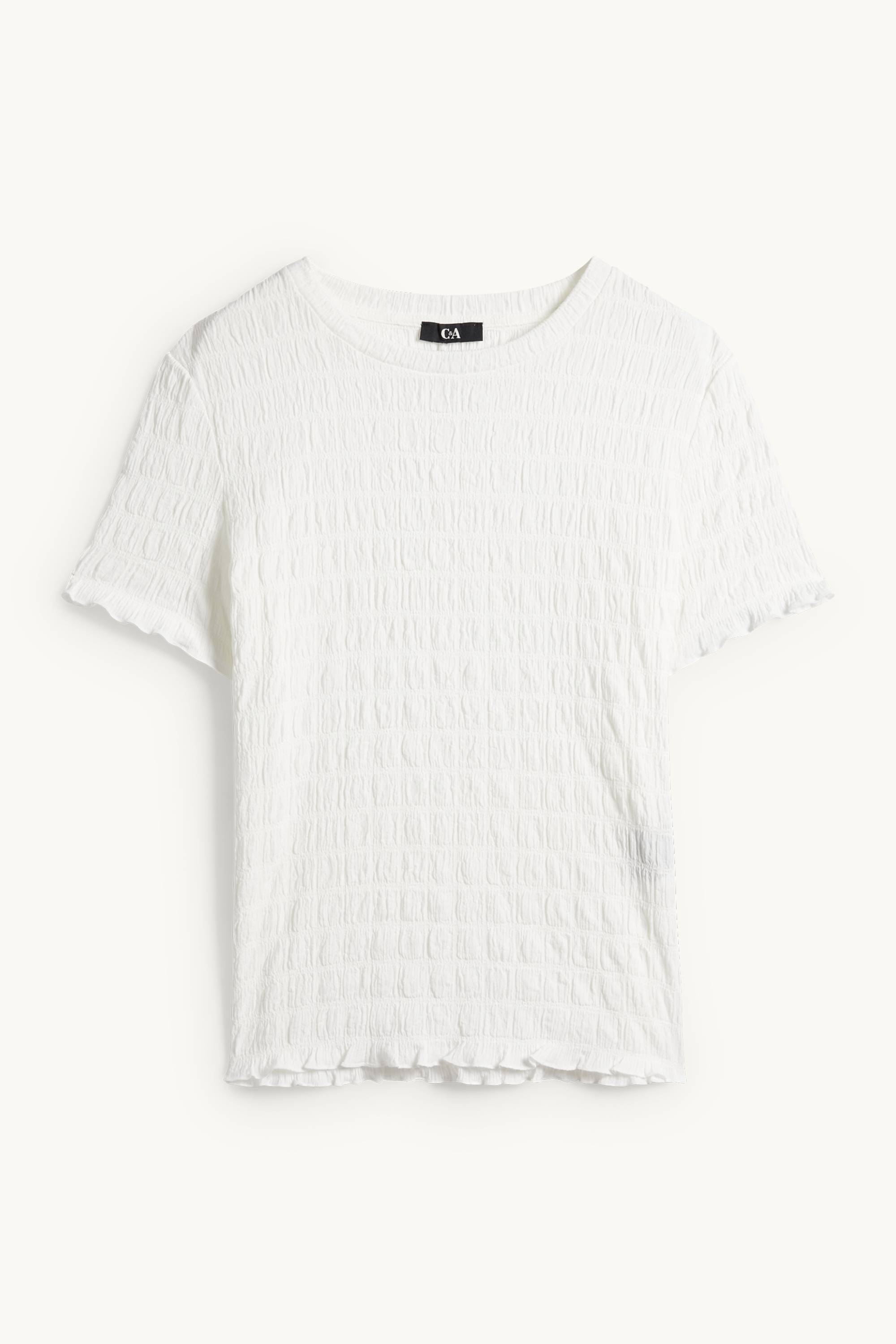T-shirt - regular fit - smocked cremewhite