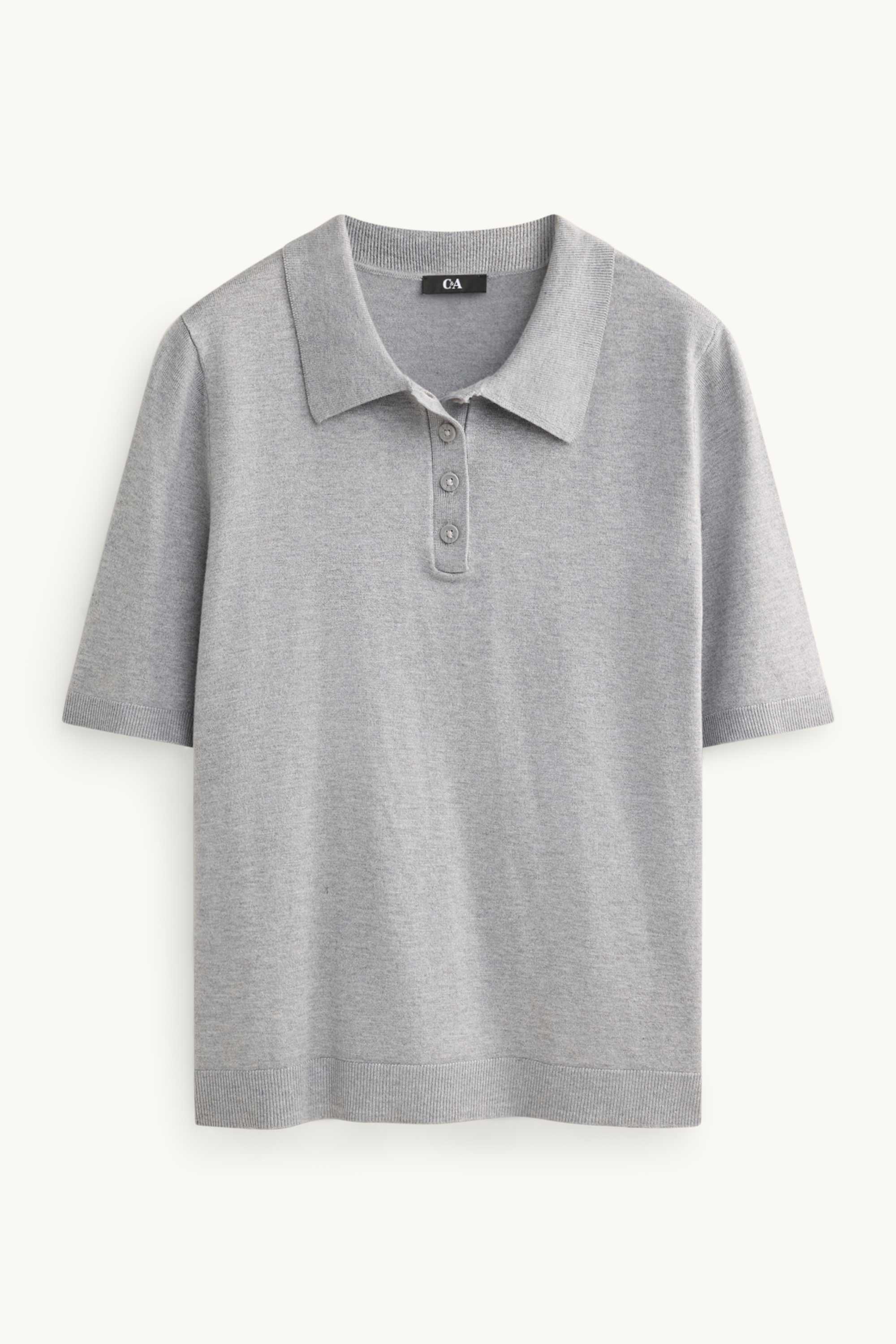 Knitted polo shirt - regular fit gray