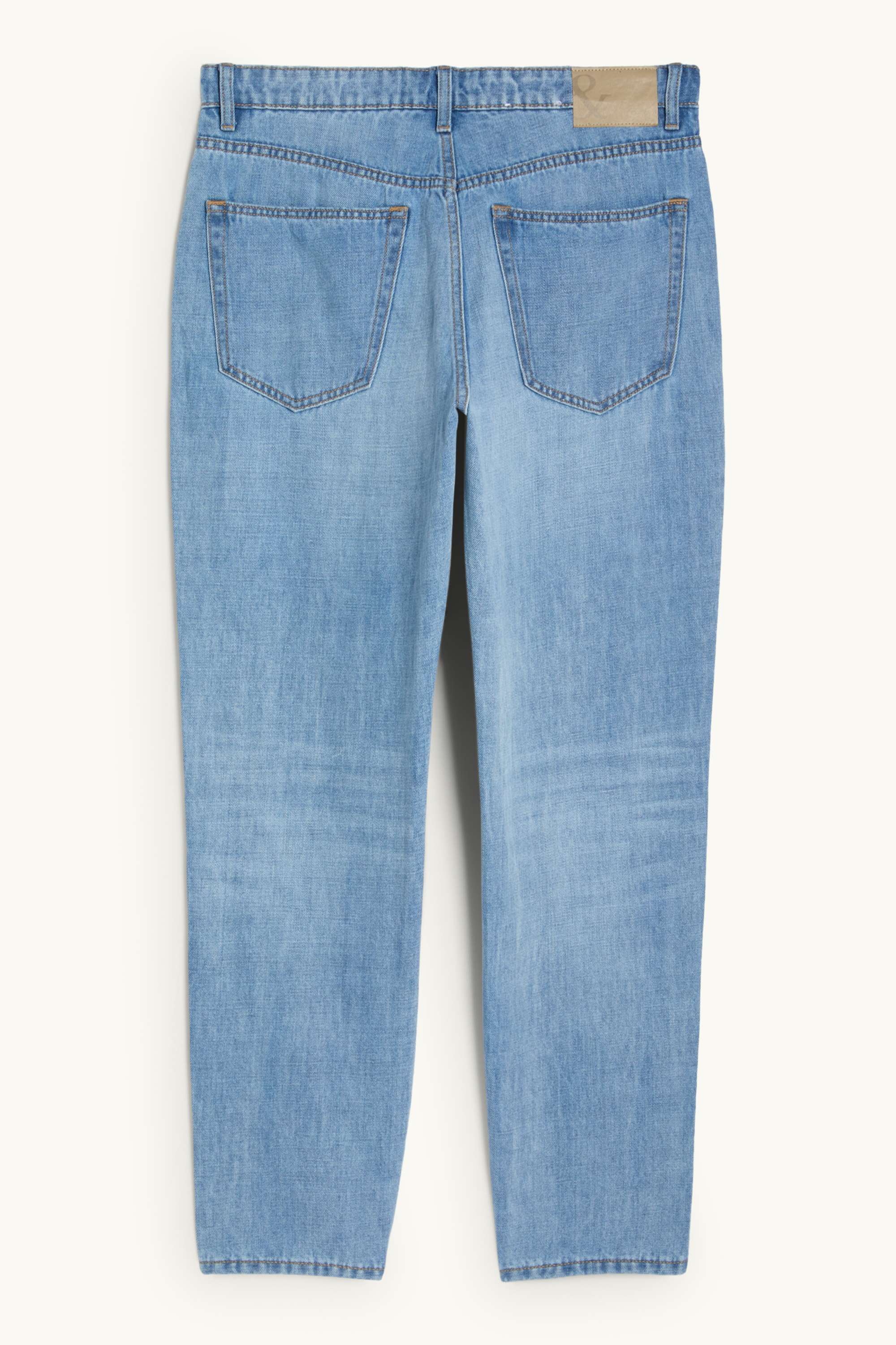 Relaxed tapered jeans with linen content blue (2)