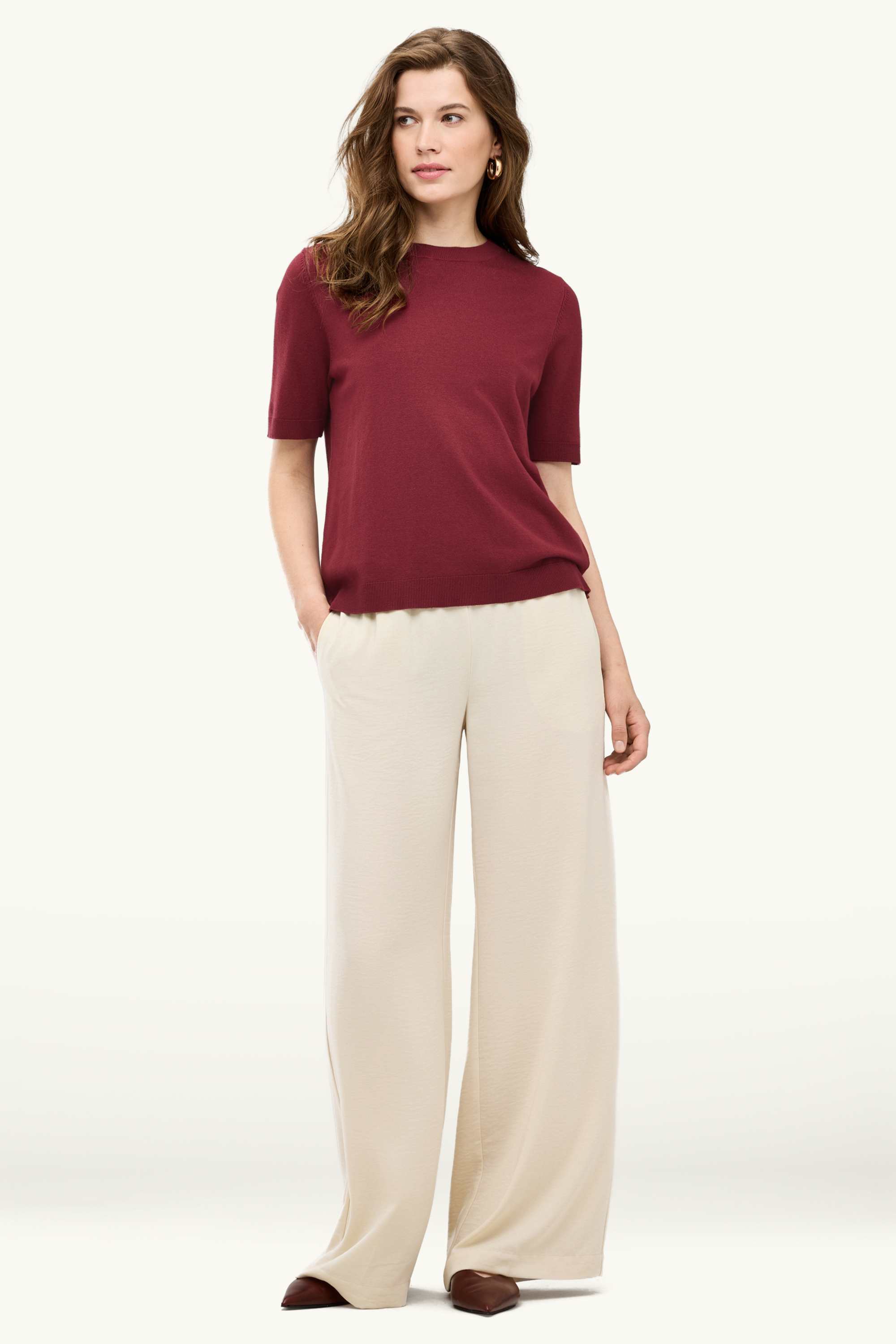 Knitted jumper - short sleeve red