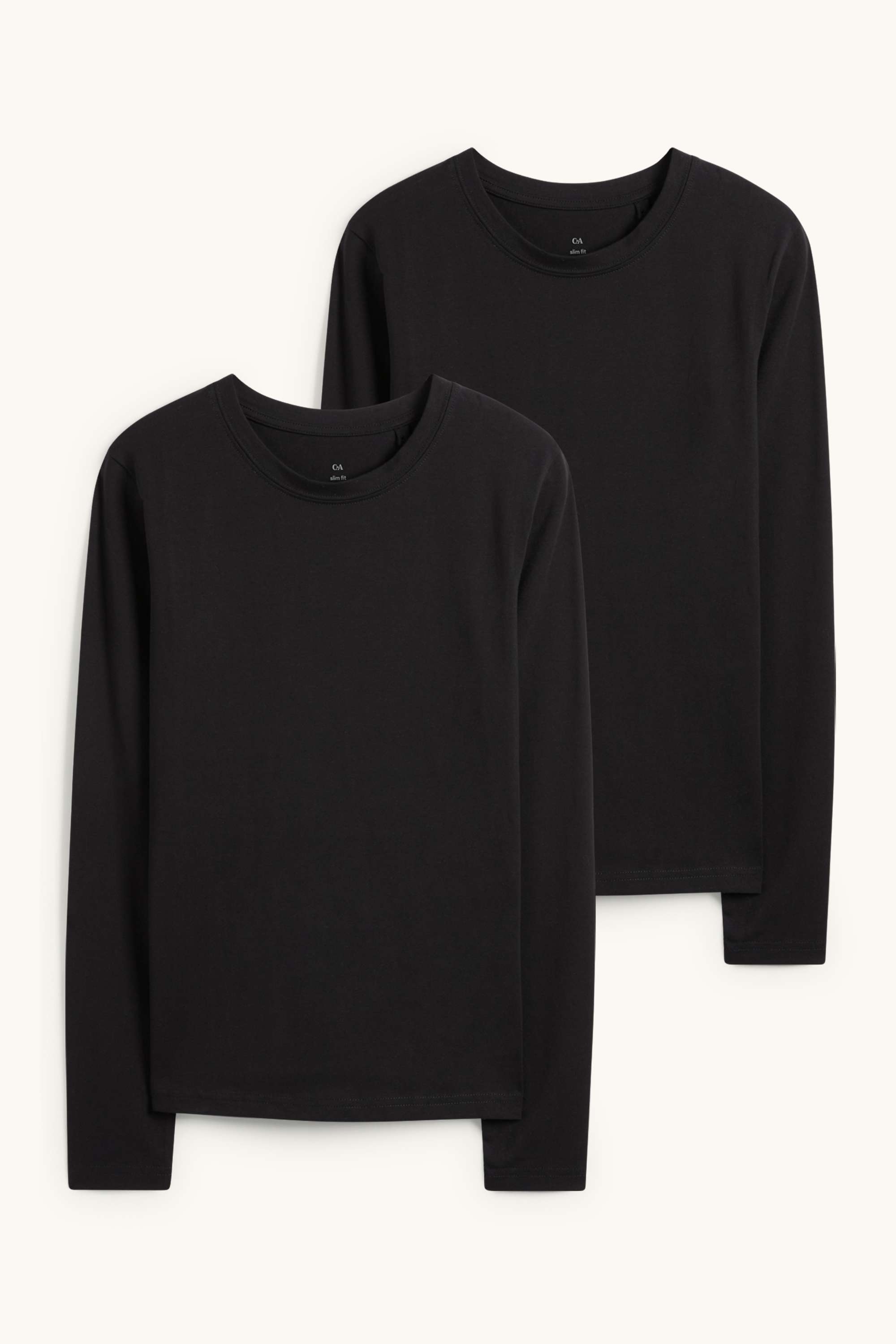 Multipack of 2 - long sleeve top - slim fit black