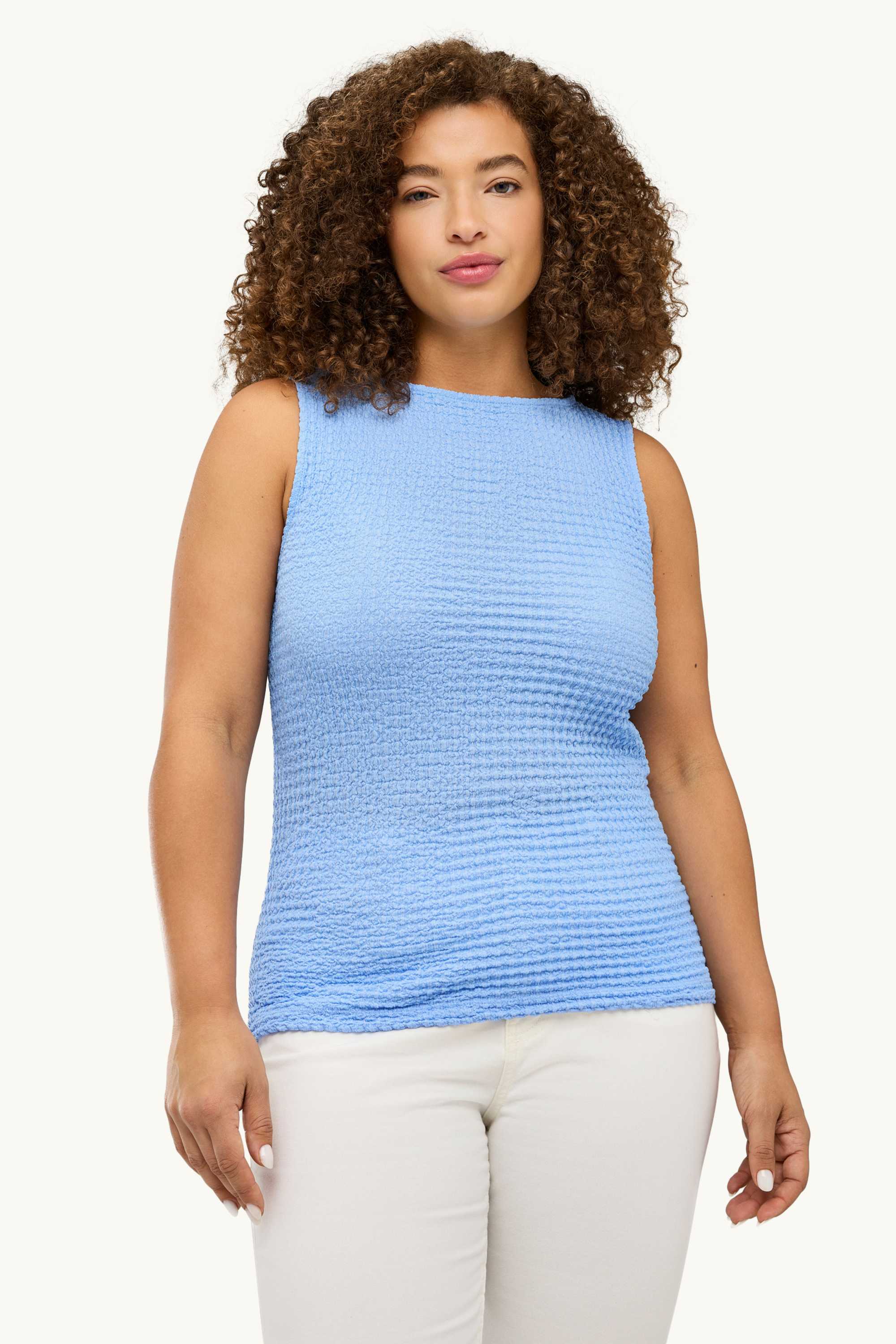 Top - textured blue