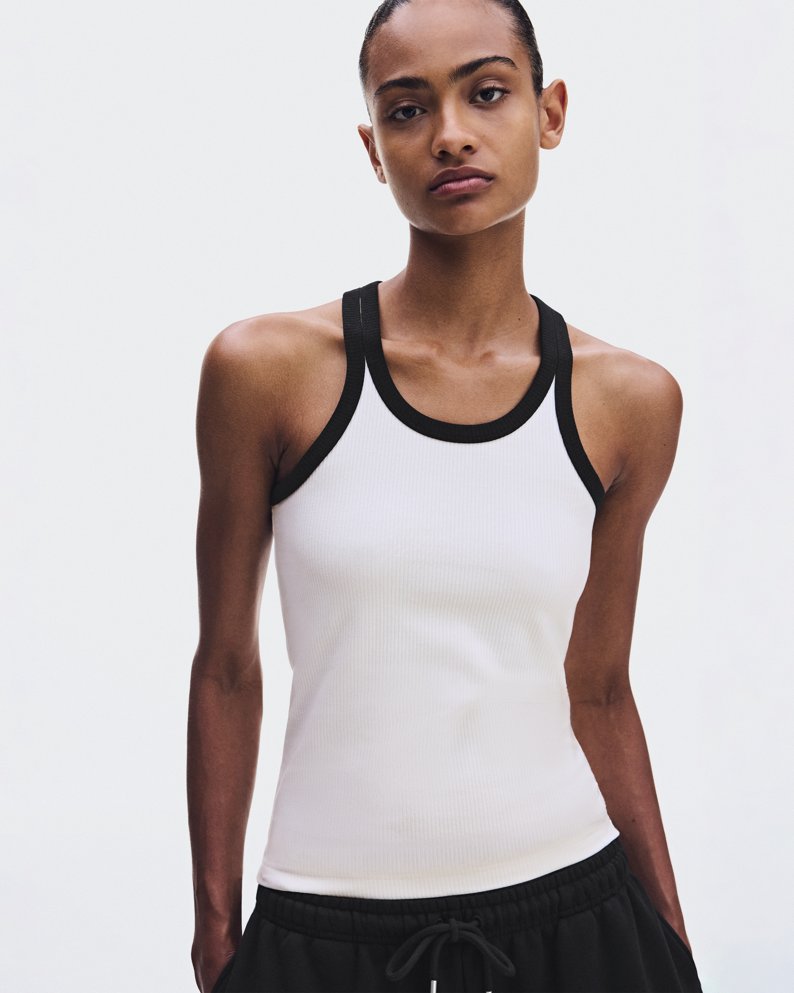 All-Day Ribbed Tank - Ivory | Black