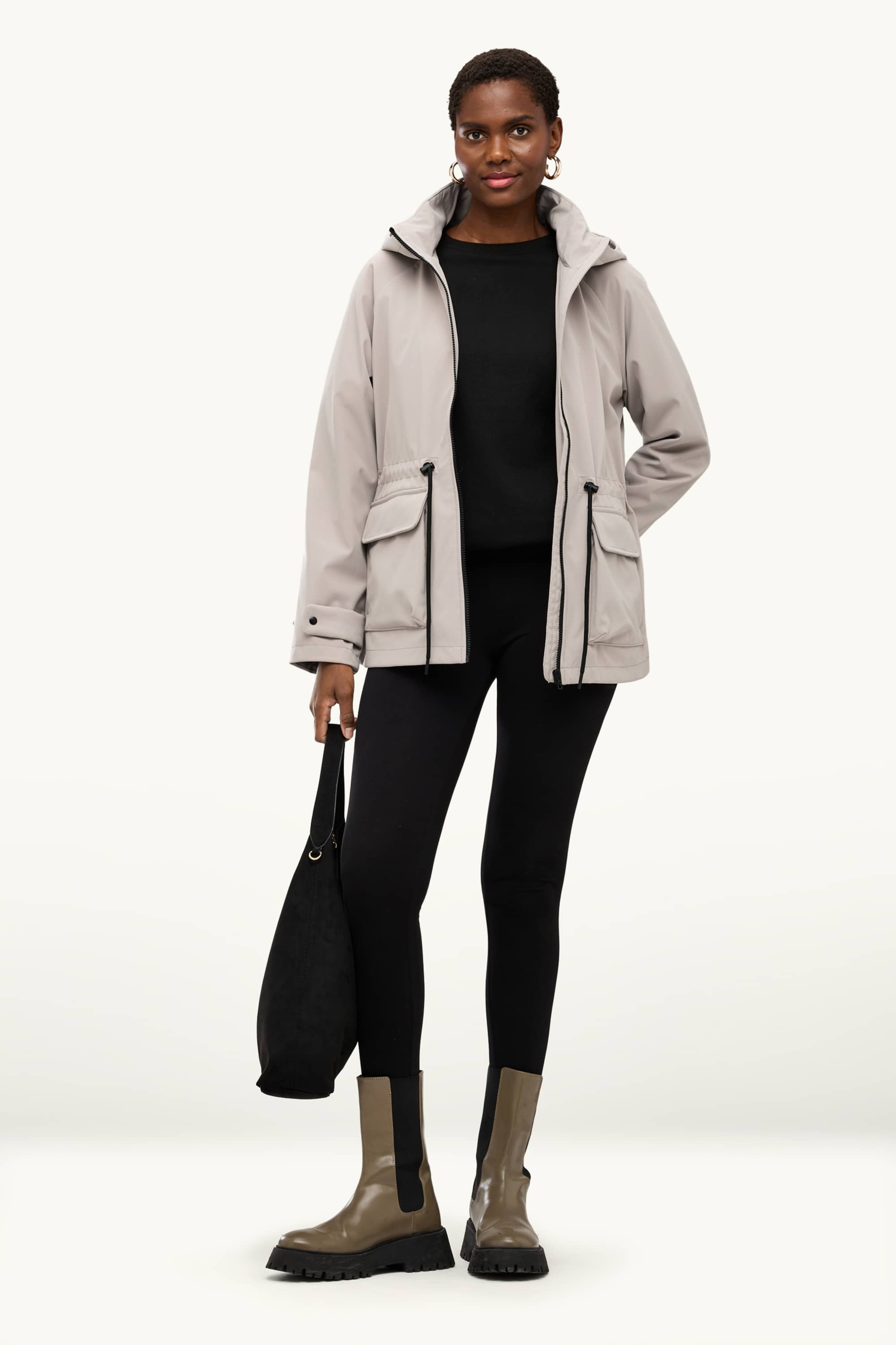 Softshell jacket with hood - water-repellent - 4 Way Stretch beige