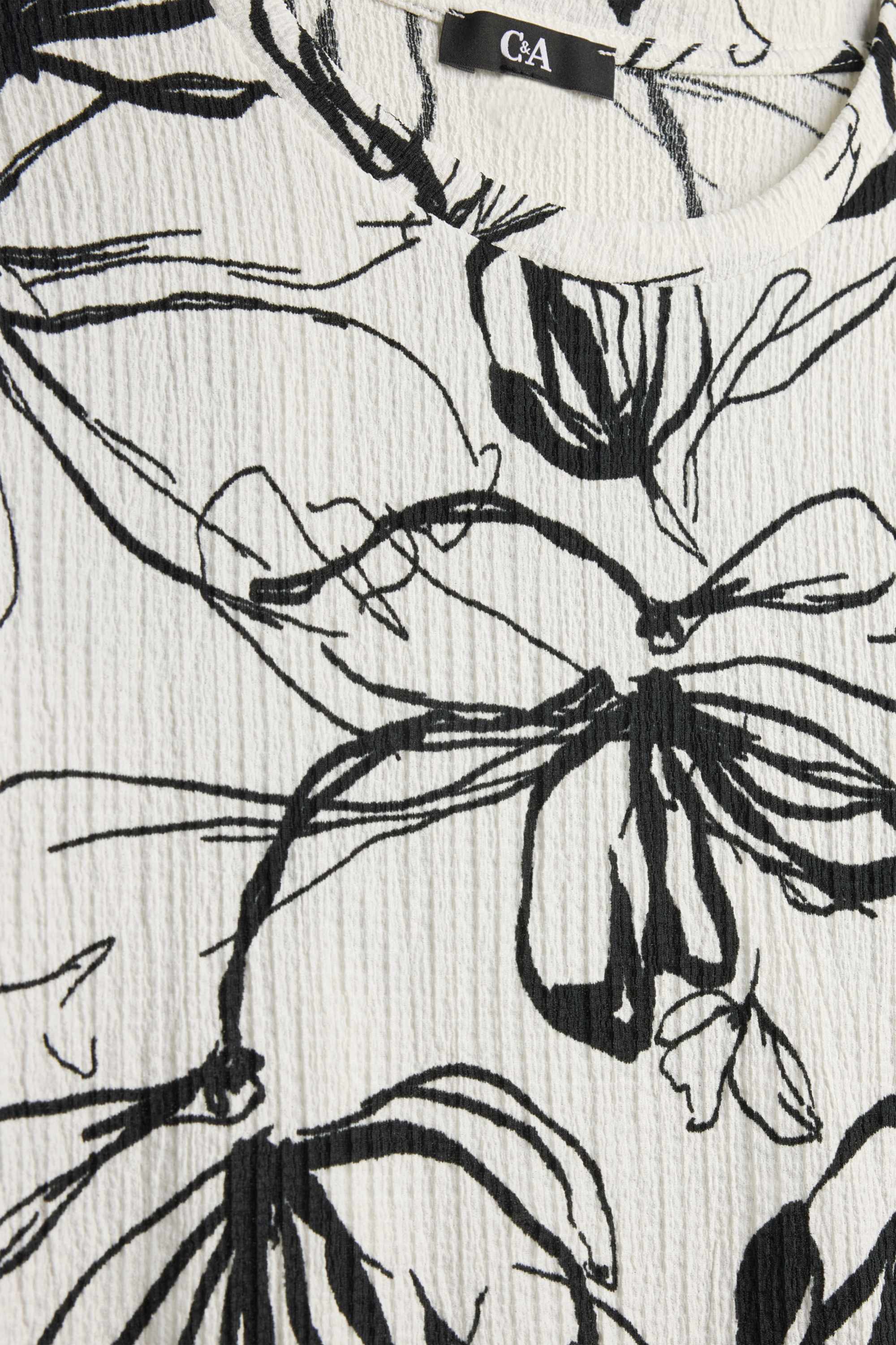 T-shirt - regular fit - floral white / black