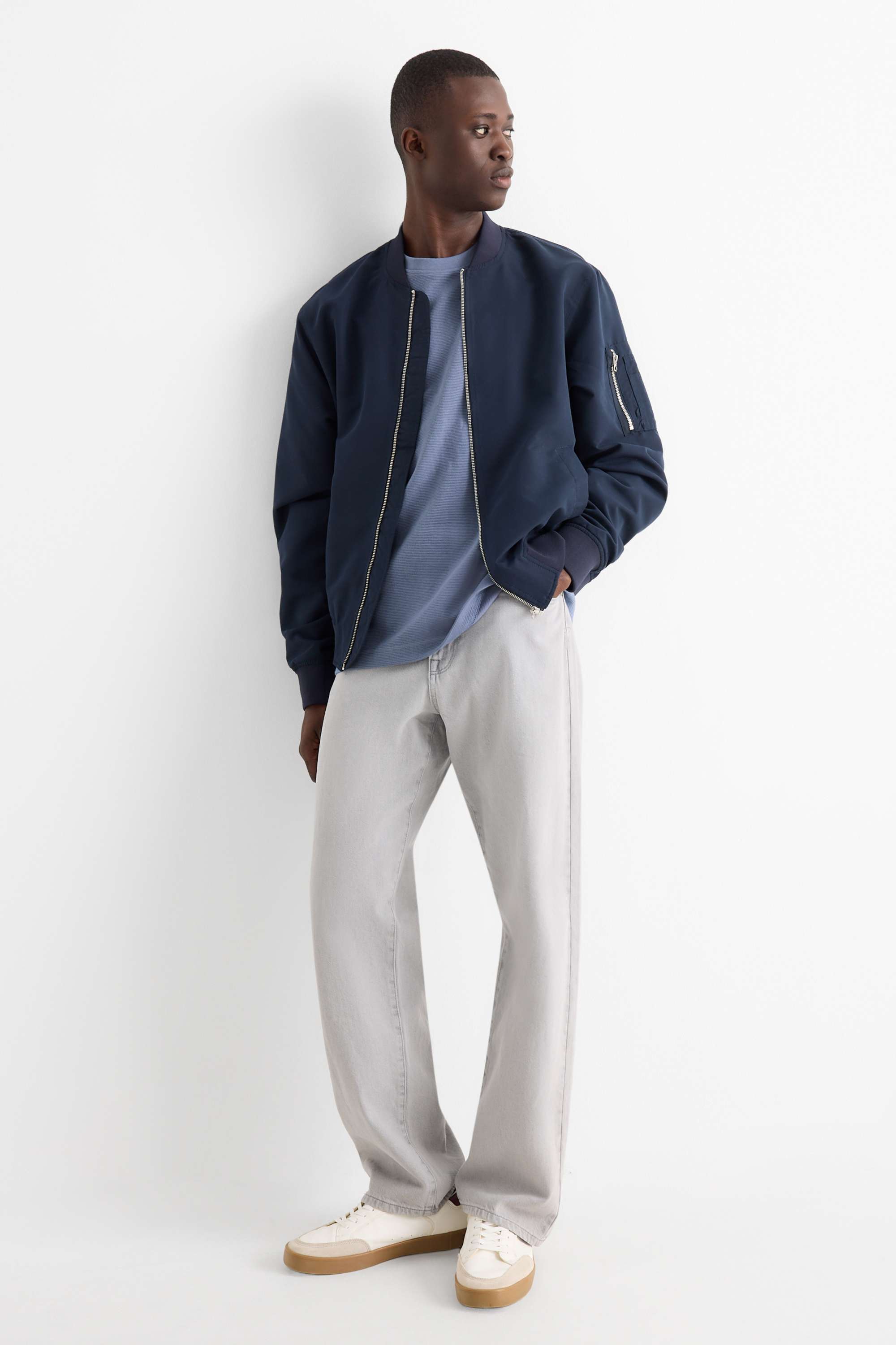 T-shirt - relaxed fit - ribbed dark blue