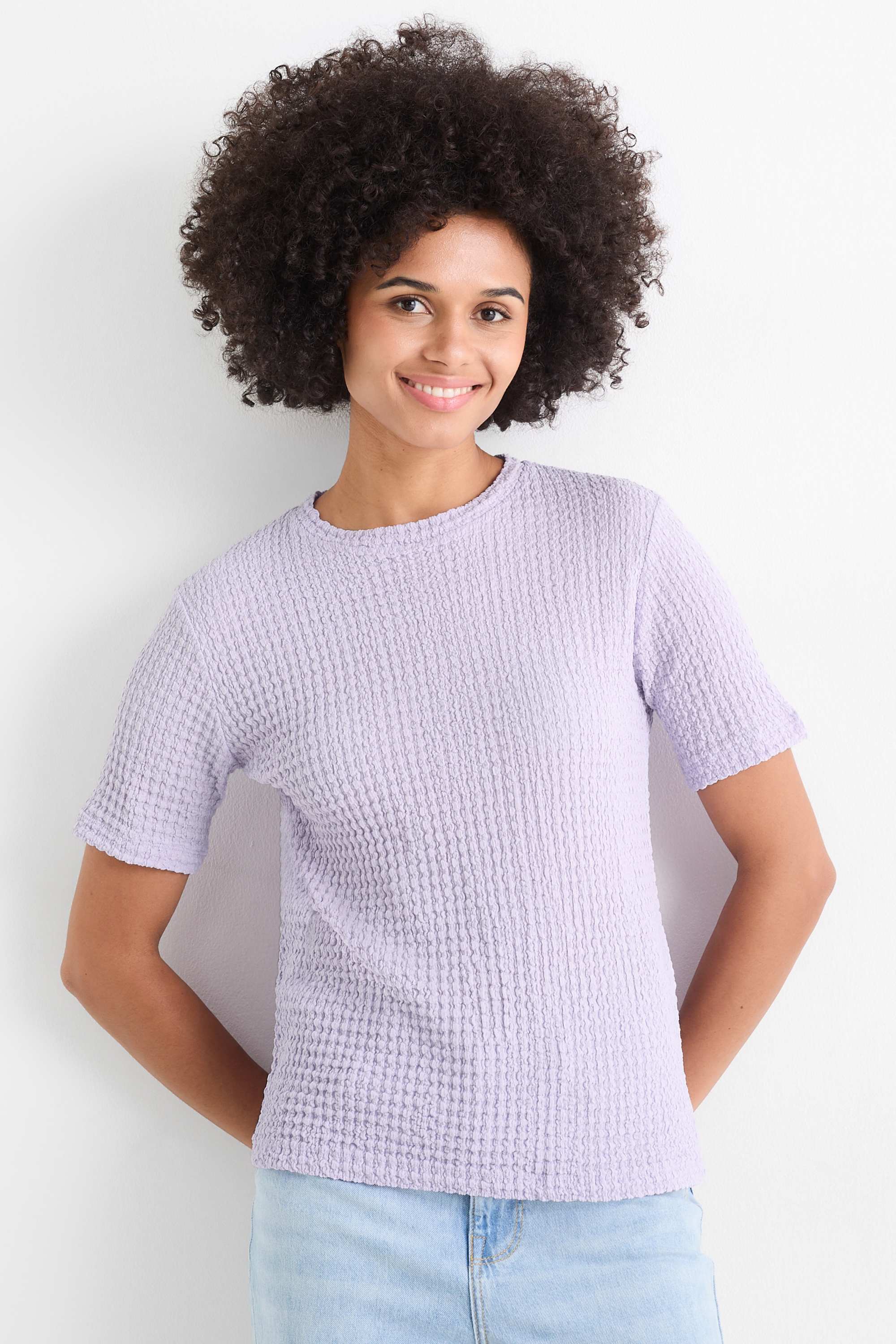 T-shirt - regular fit - textured light violet