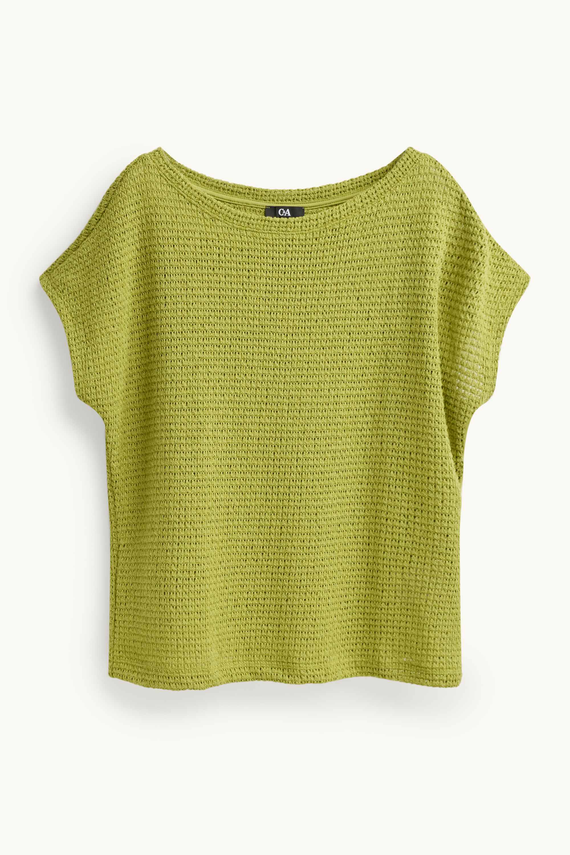 Knitted T-shirt - relaxed fit - textured light green