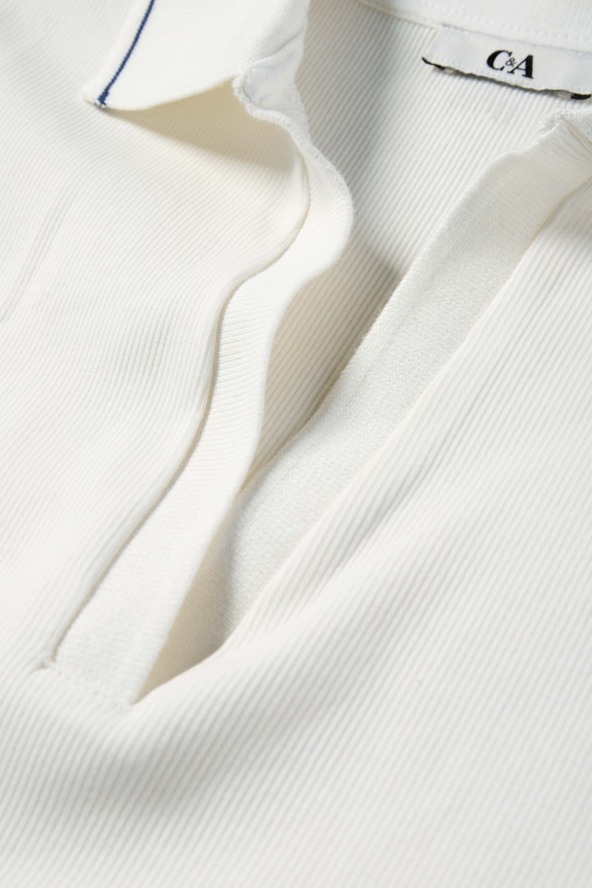 Cropped polo shirt - slim fit - ribbed cremewhite