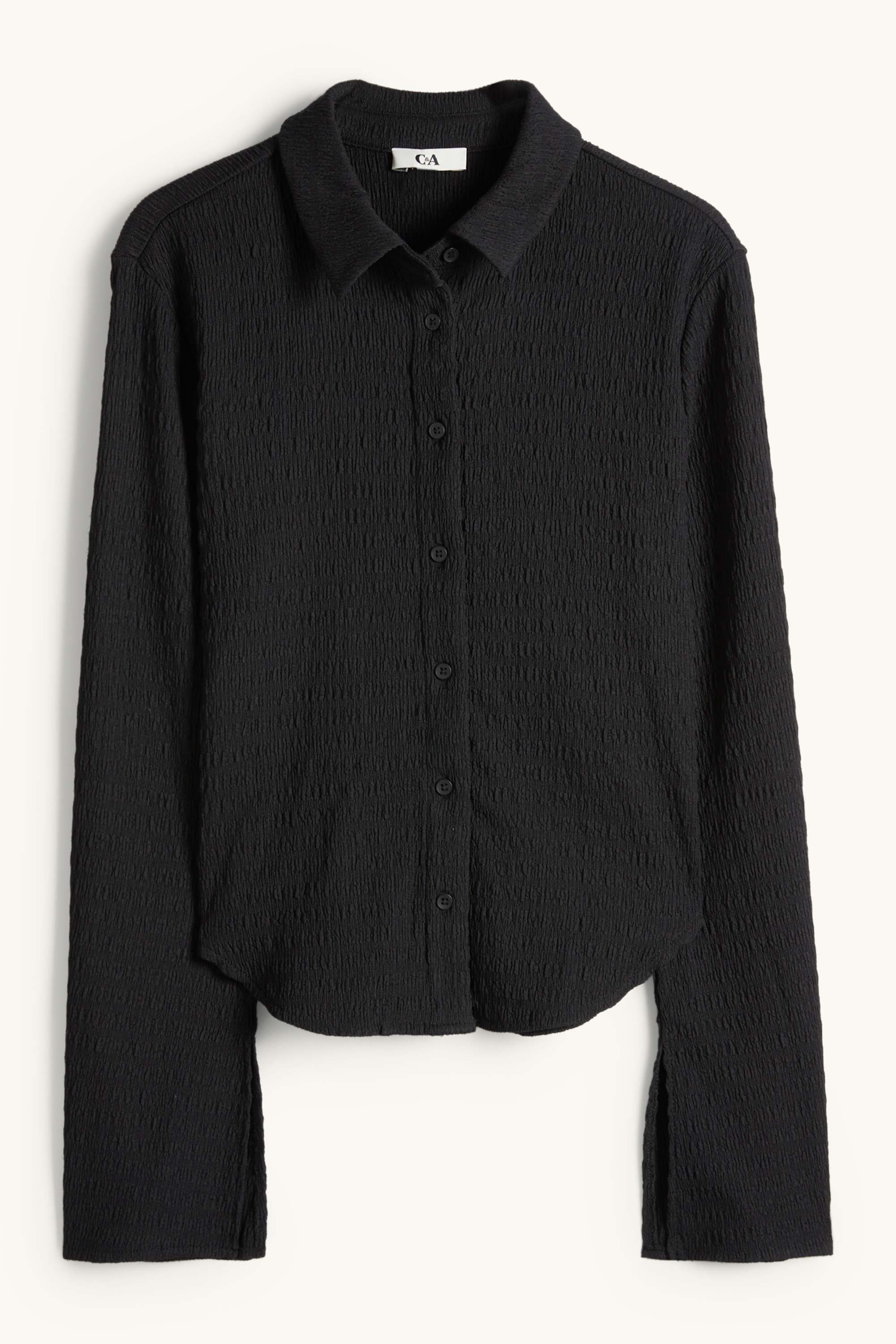 Shirt blouse - smocked black