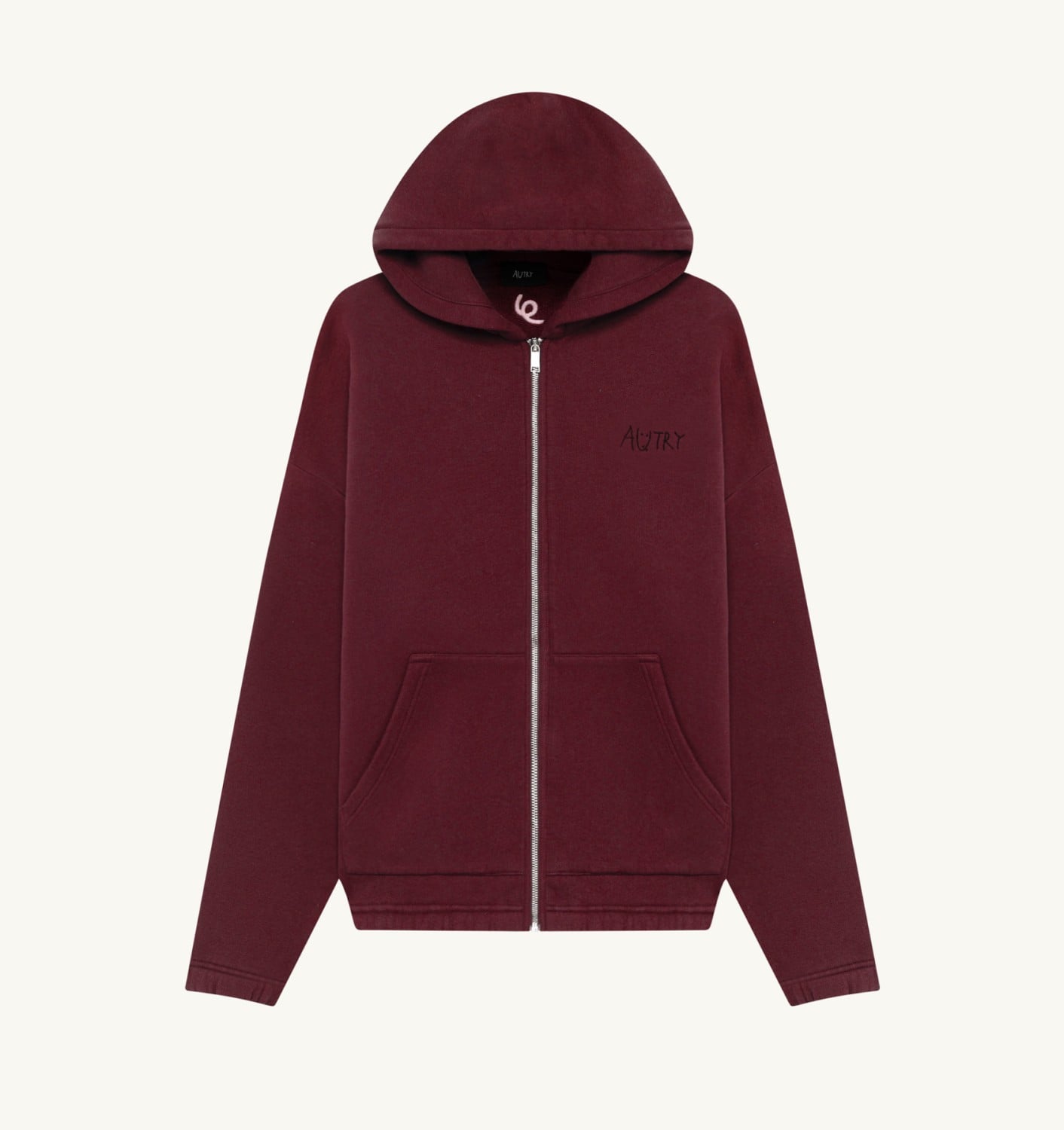 CHANGBIN X AUTRY ZIPPED HOODIE UNISEX - BURGUNDY