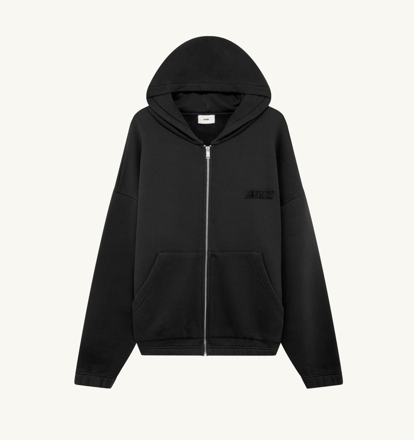 TONAL LOGO FULL ZIP HOODIE UNISEX - BLACK
