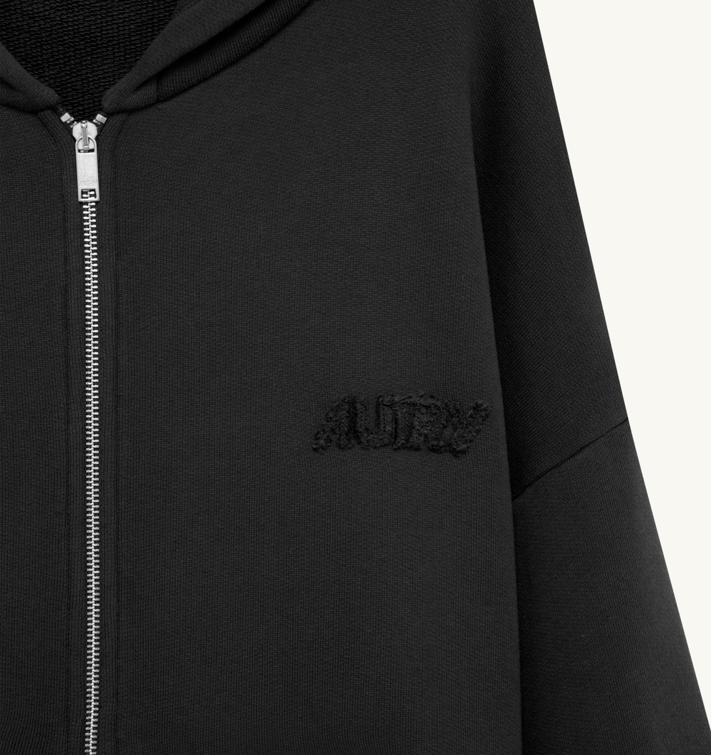 TONAL LOGO FULL ZIP HOODIE UNISEX - BLACK
