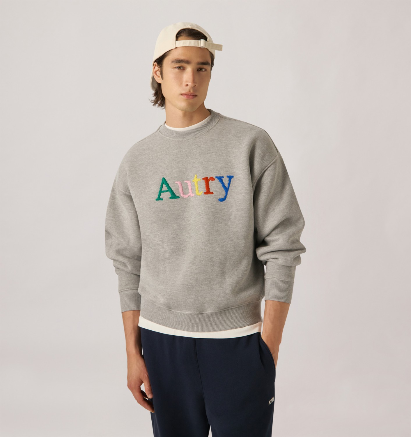 SWEATSHIRT WITH MULTICOLOR LOGO UNISEX - WHITE