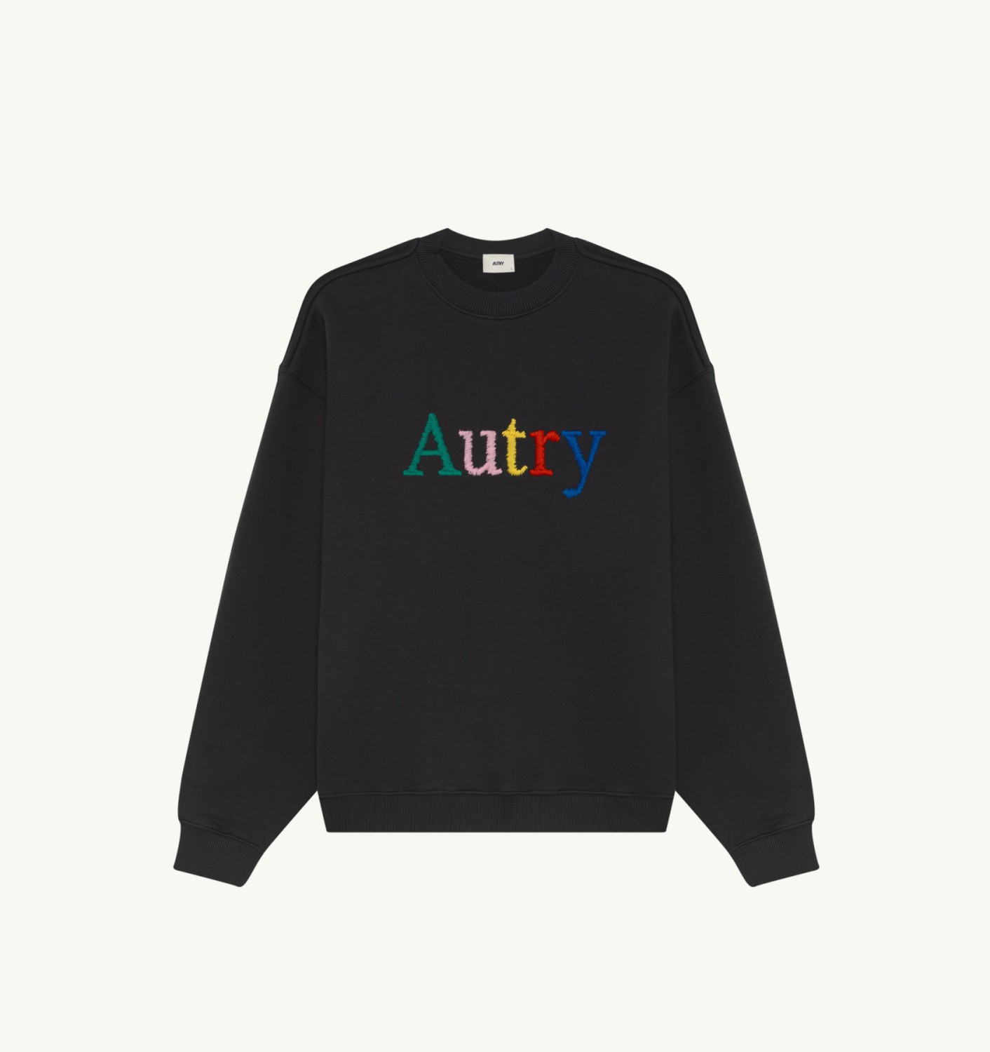 SWEATSHIRT WITH MULTICOLOR LOGO UNISEX - BLACK