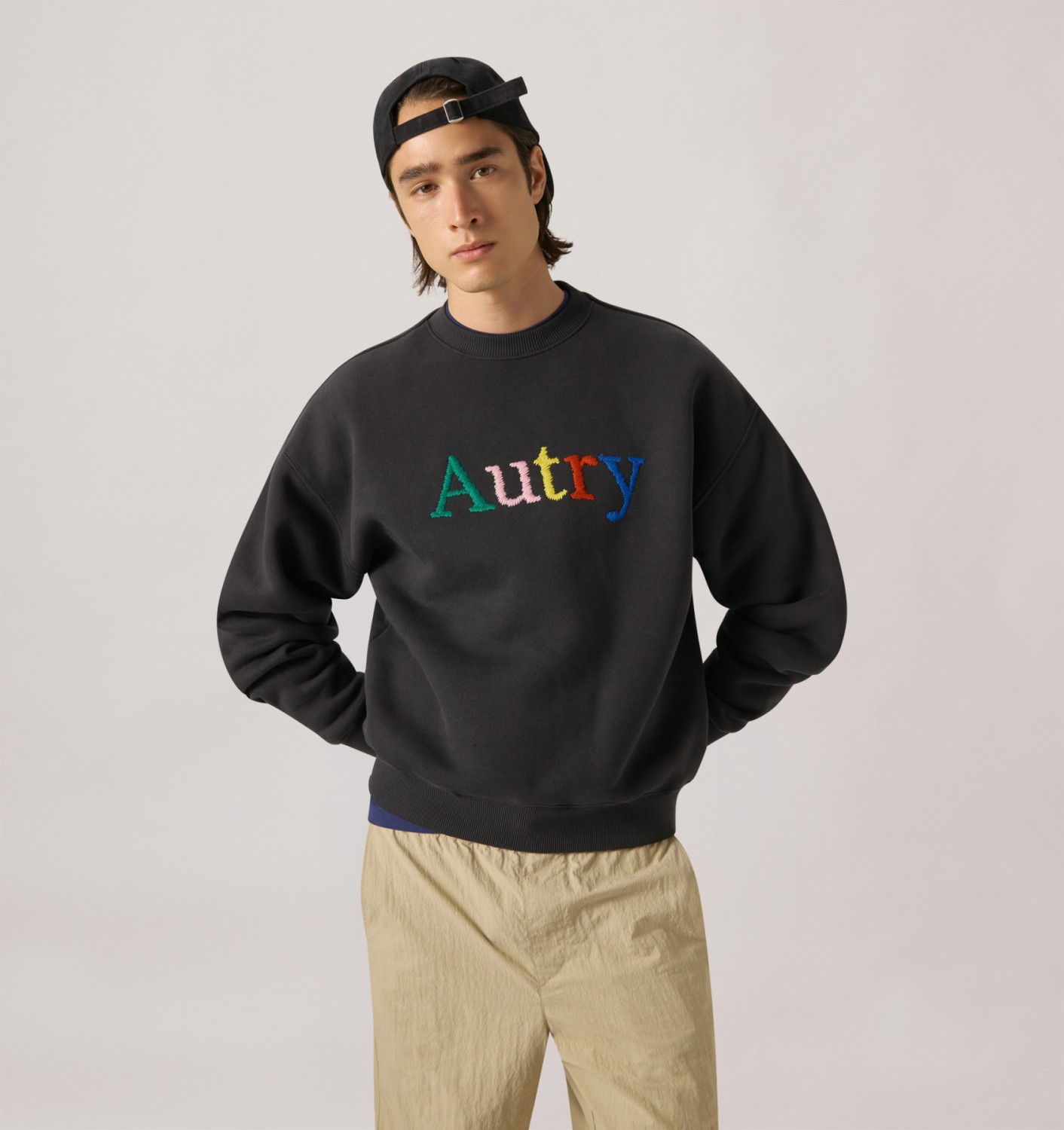 SWEATSHIRT WITH MULTICOLOR LOGO UNISEX - BLACK