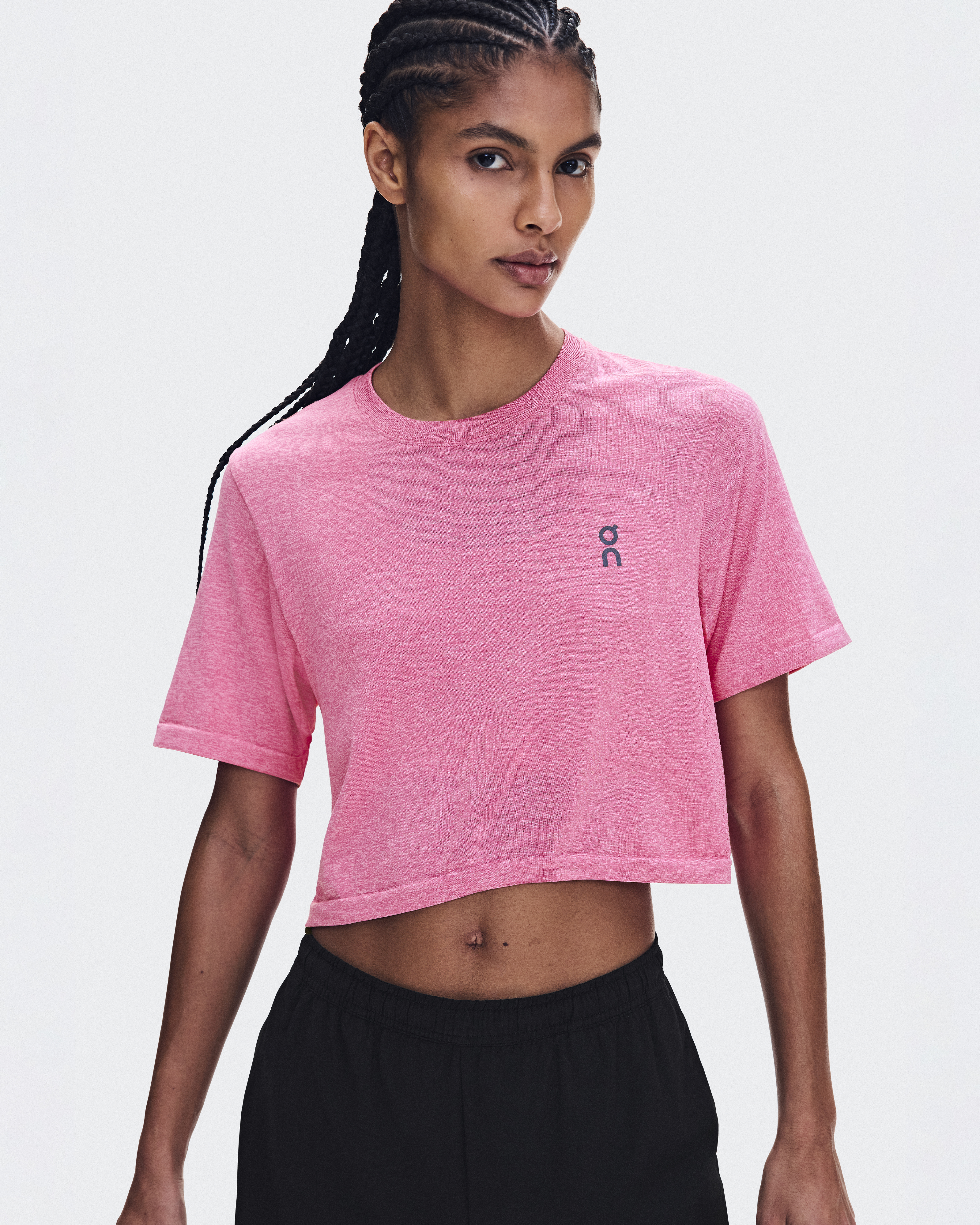 Train Flex-T Crop - Bubblegum Heather