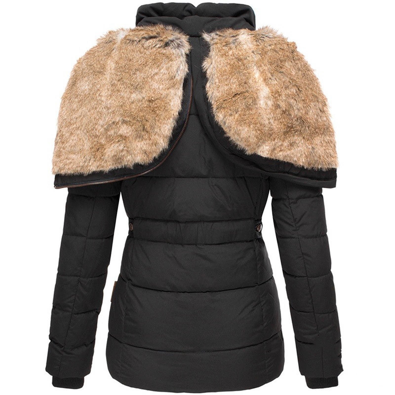 2024 TNF-Cappotti da donna invernali con cerniera e cappuccio in pelliccia sintetica all'interno giacche in piumino