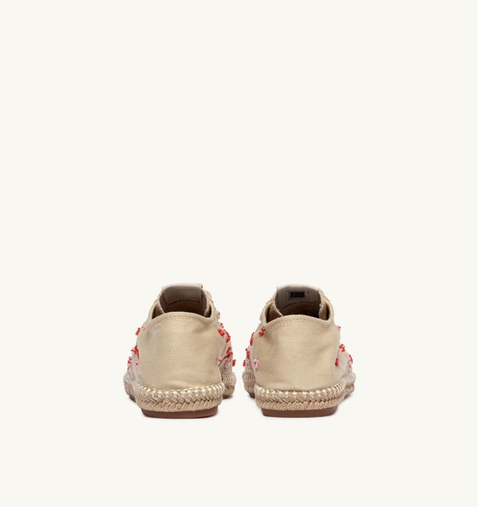 SANDY IN IVORY WHITE AND RED CANVAS WITH BEADS