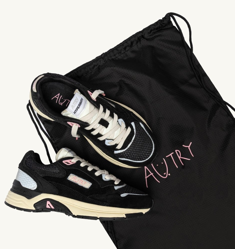 CHANGBIN X AUTRY HYPERWAY IN BLACK AND PINK MESH AND SUEDE