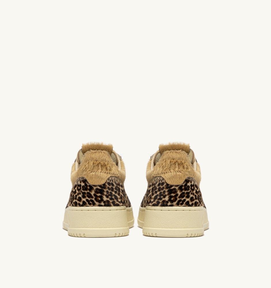 MEDALIST LOW IN ZEBRA LEOPARD AND IVORY PONY HAIR EFFECT