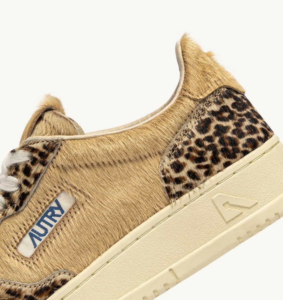 MEDALIST LOW IN ZEBRA LEOPARD AND IVORY PONY HAIR EFFECT