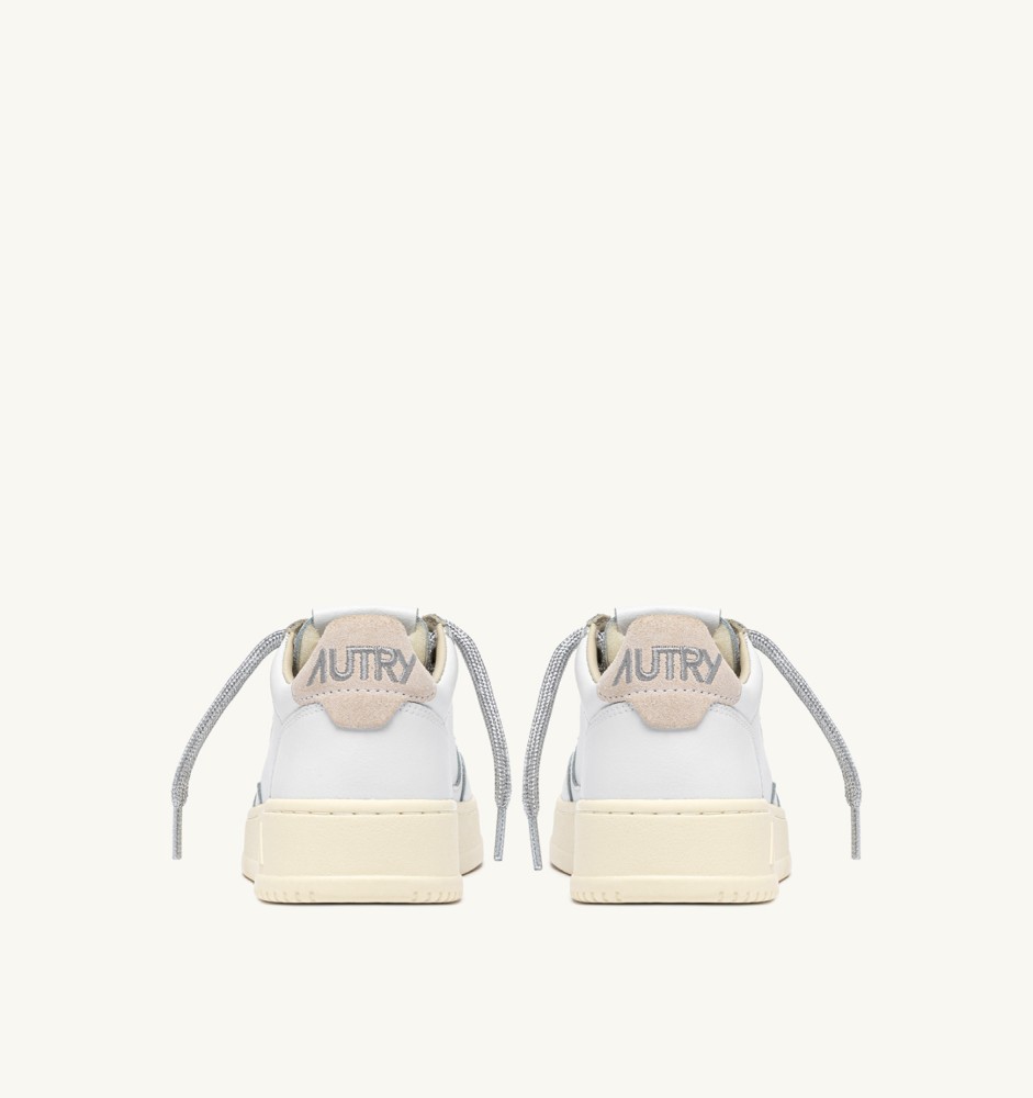 MEDALIST LOW IN WHITE LEATHER WITH SILVER-TONE LUREX DETAILS