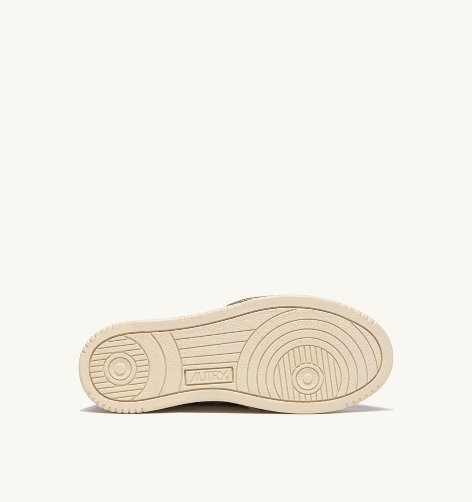 MEDALIST LOW IN WHITE LEATHER WITH GOLD-TONE LUREX DETAILS