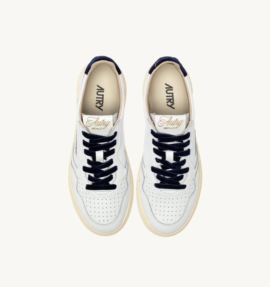 MEDALIST LOW IN WHITE LEATHER AND SPACE VELVET